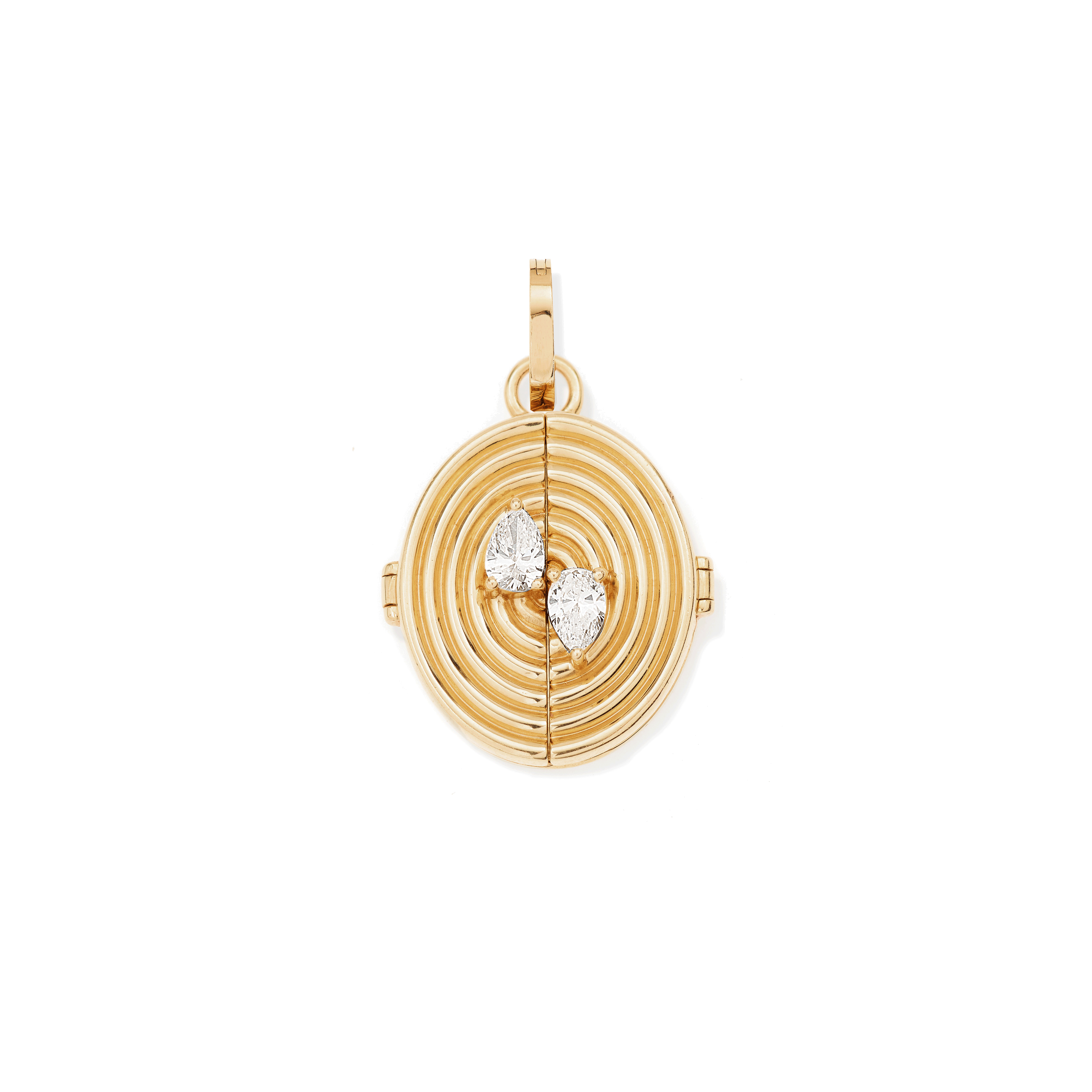 Groovy Oval Locket Hinged Charm - Lab Grown