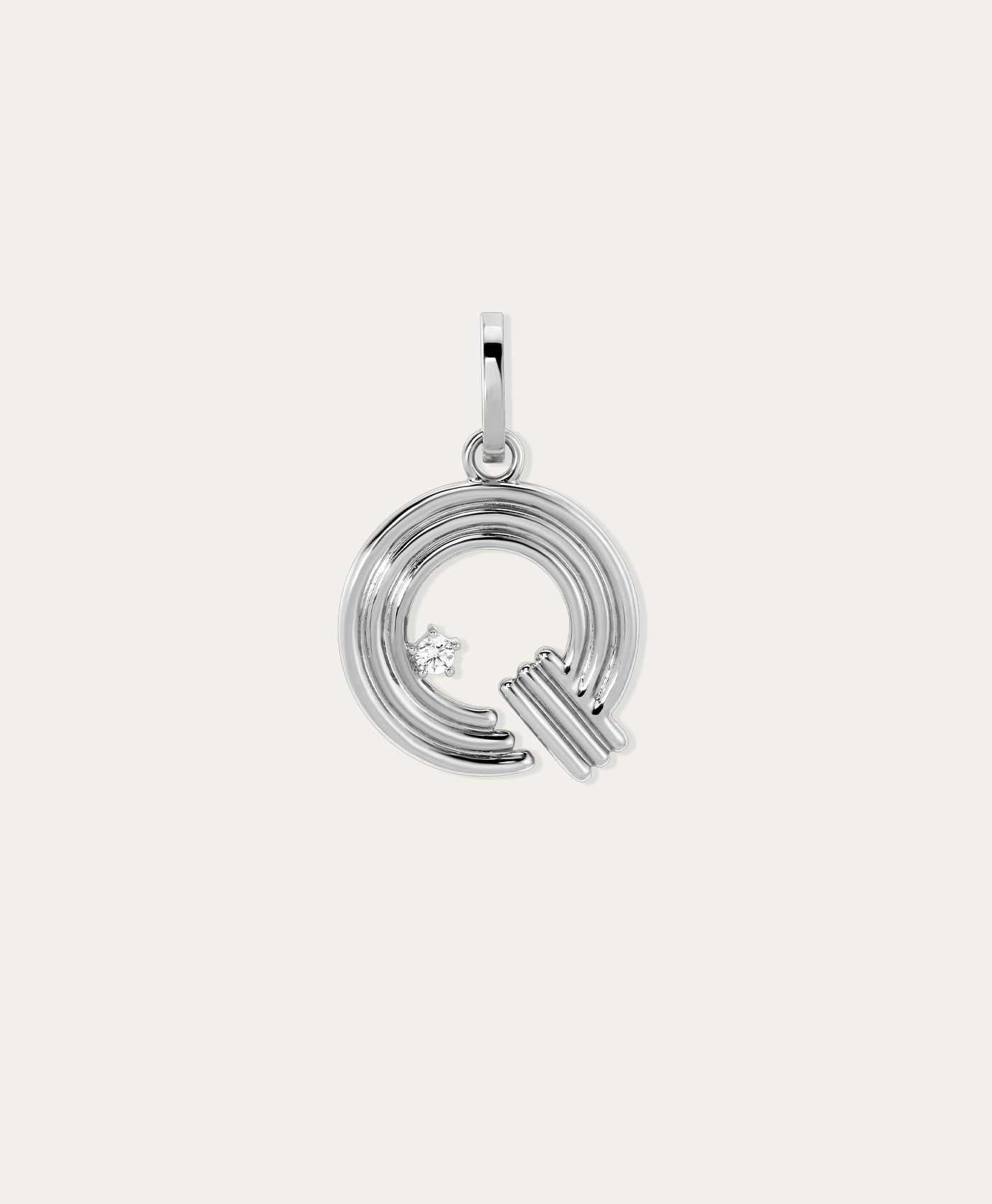 Groovy Diamond Initial Hinged Charm in Sterling Silver