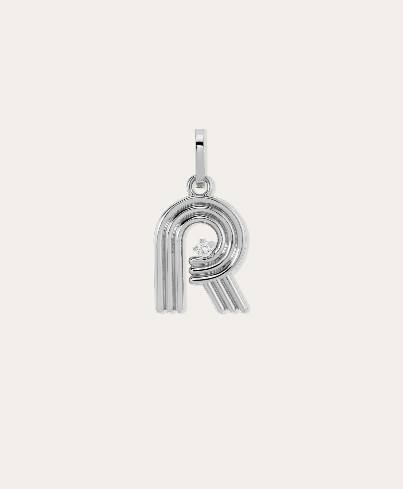 Groovy Diamond Initial Hinged Charm in Sterling Silver