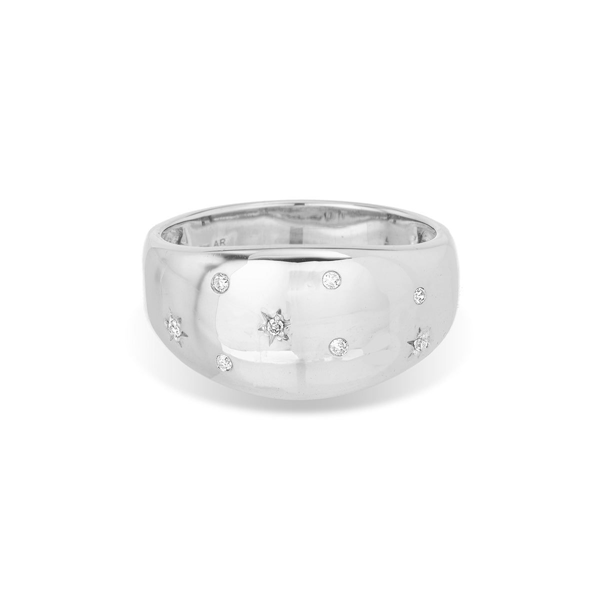 Celestial Diamonds Large Half Dome Ring in Sterling Silver