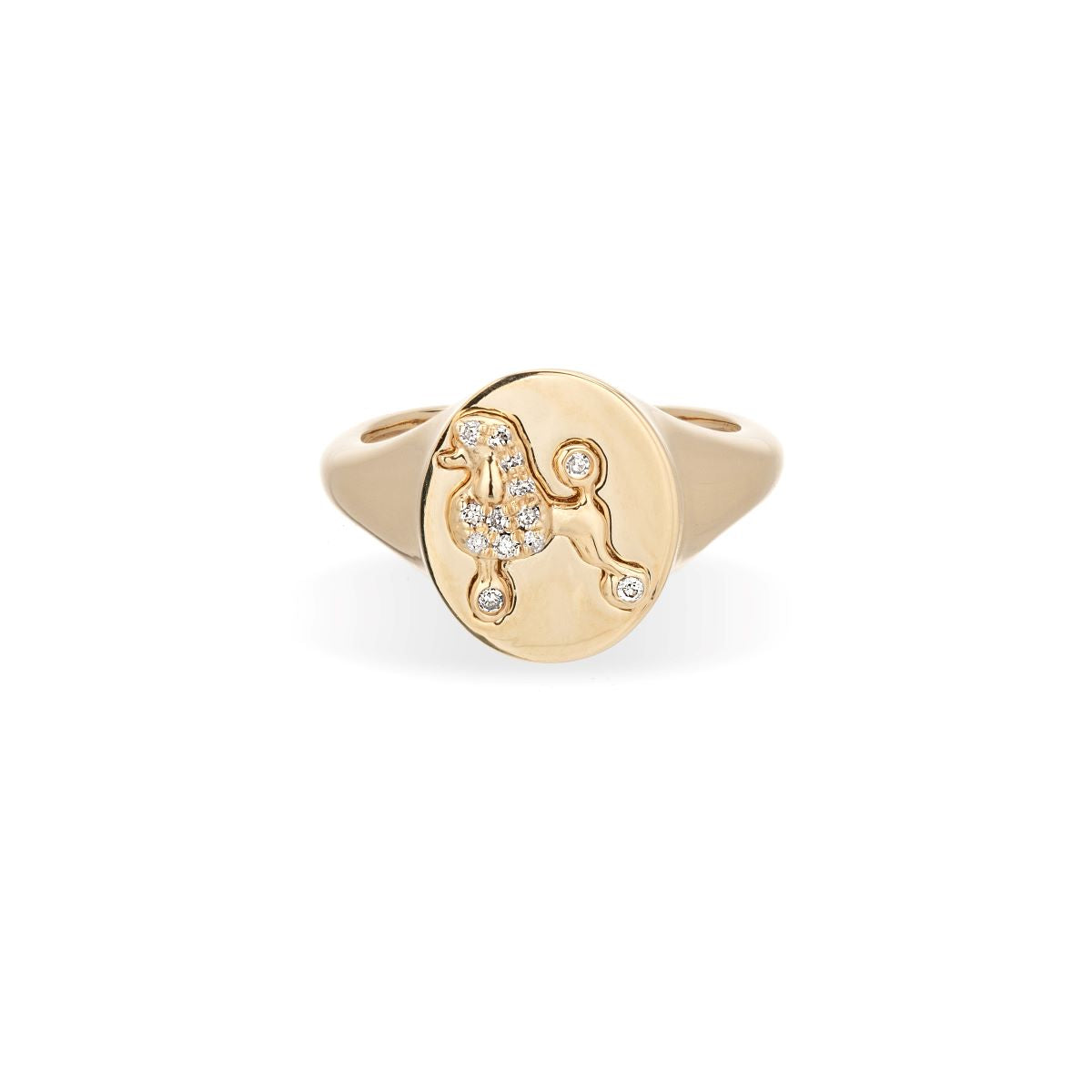 Pavé Diamond Poodle Signet Ring