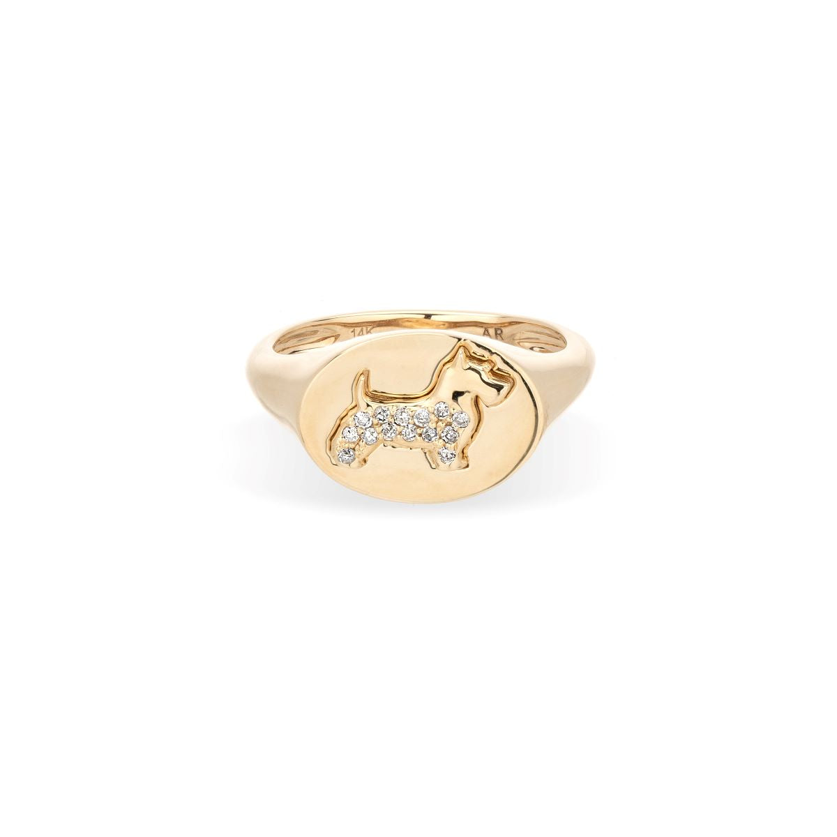 Pavé Diamond Scottish Terrier Signet Ring