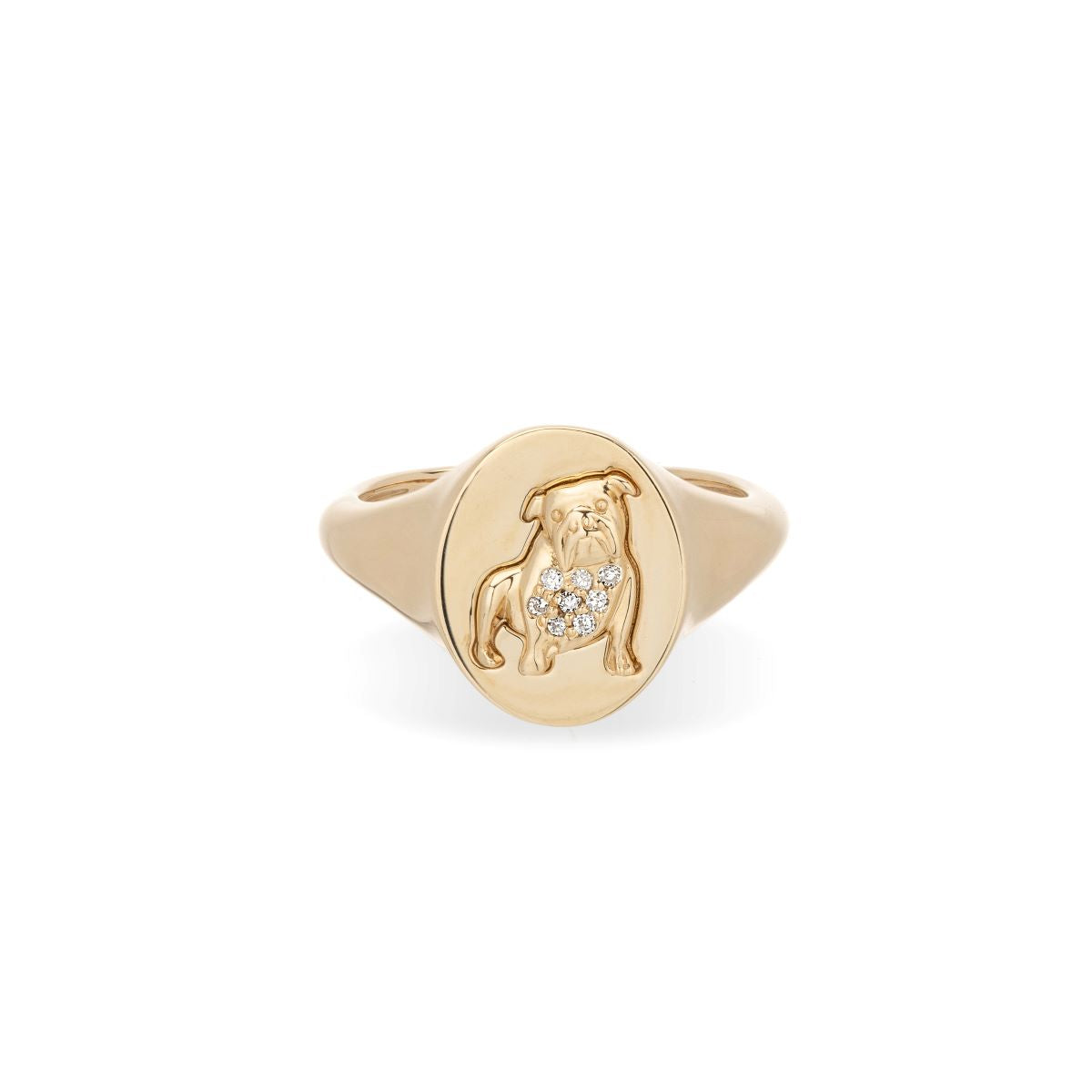 Pavé Diamond English Bulldog Signet Ring