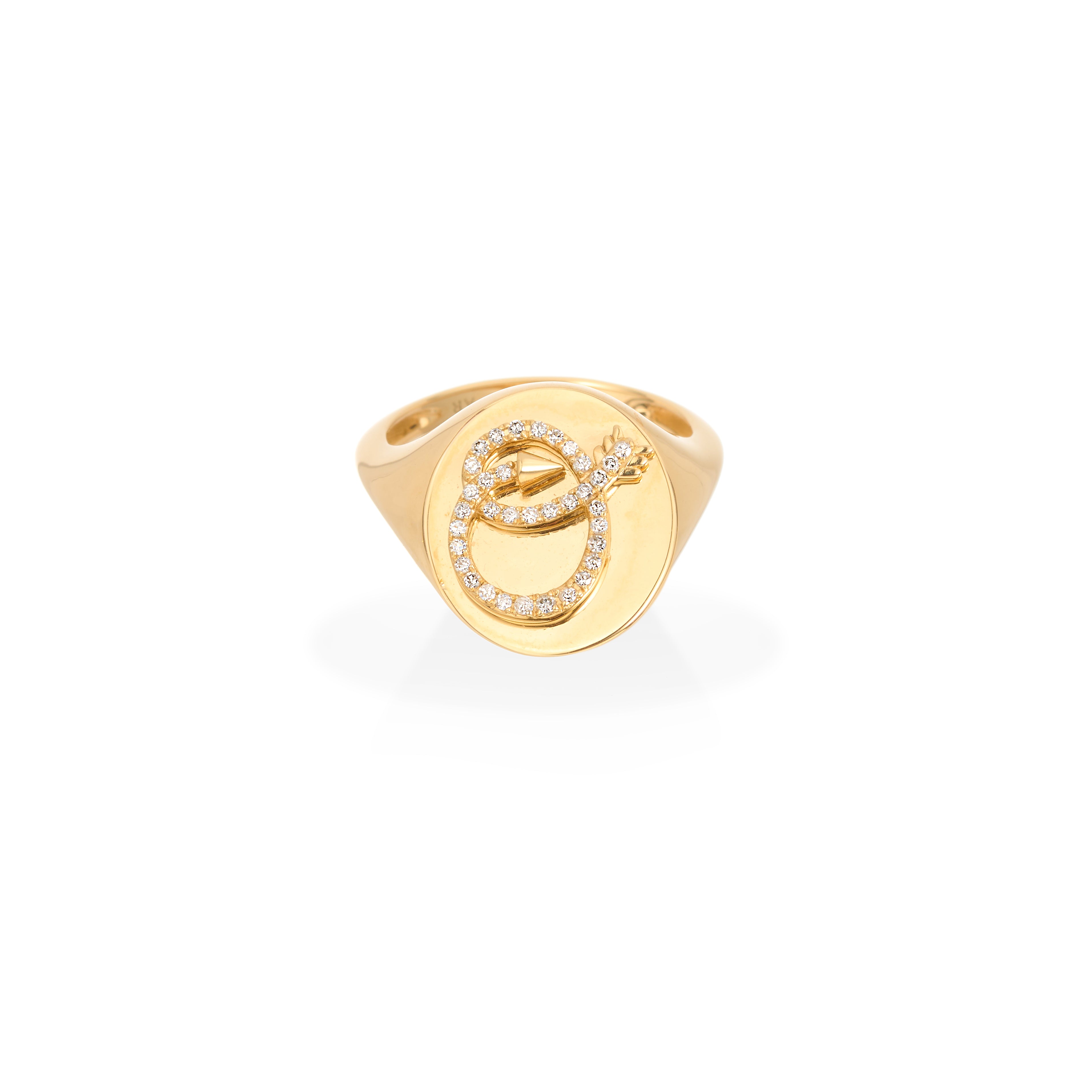 Diamond Arrow Initial Signet Ring
