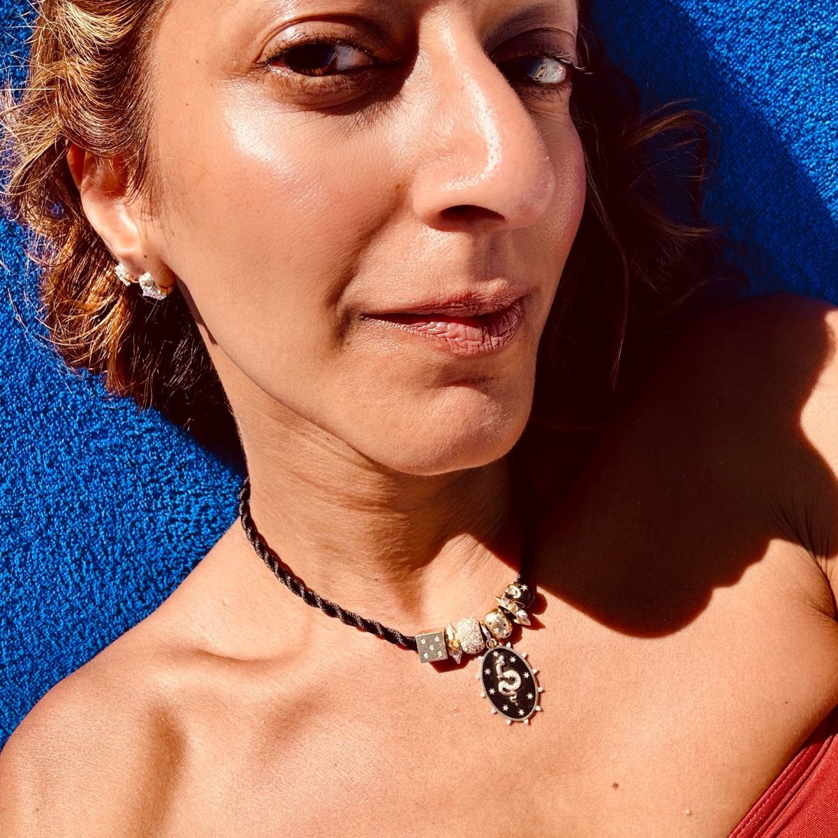 Chunky Twisted Black Satin Cord Necklace for Big Beads