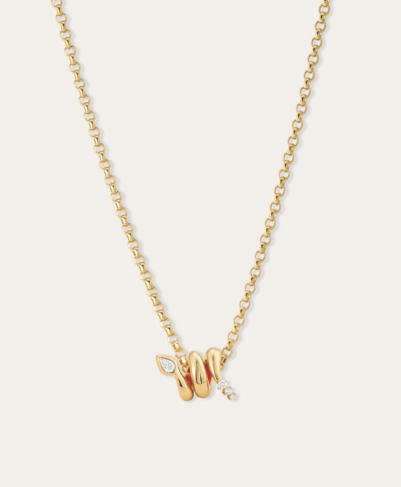 Diamond Snake Wrap Big Bead Necklace - Lab Grown