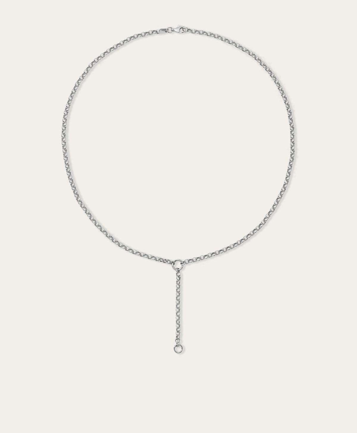 Rolo Chain Lariat Necklace in Sterling Silver