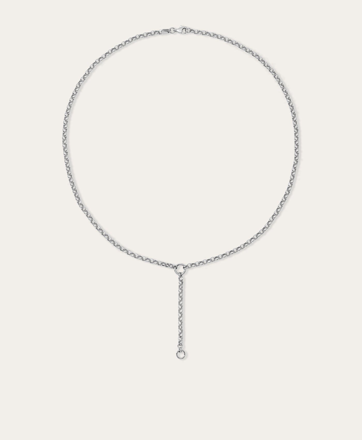 Rolo Chain Lariat Necklace in Sterling Silver