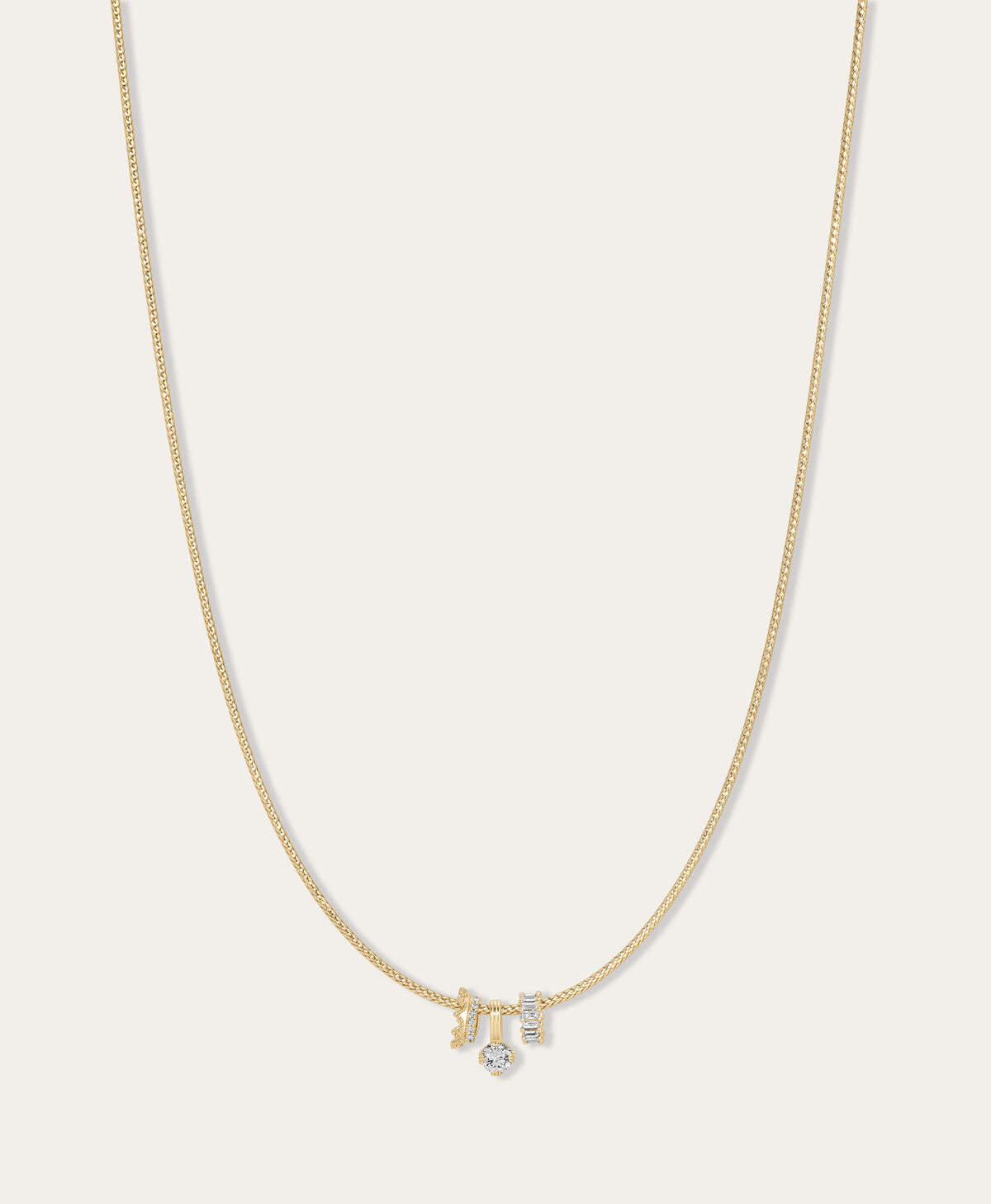 Royal Diamond Trio Mini Bead Collar Necklace