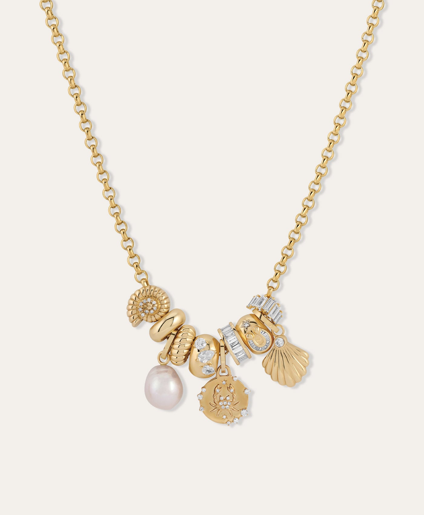 She Sells Seashells Diamond Charm Necklace