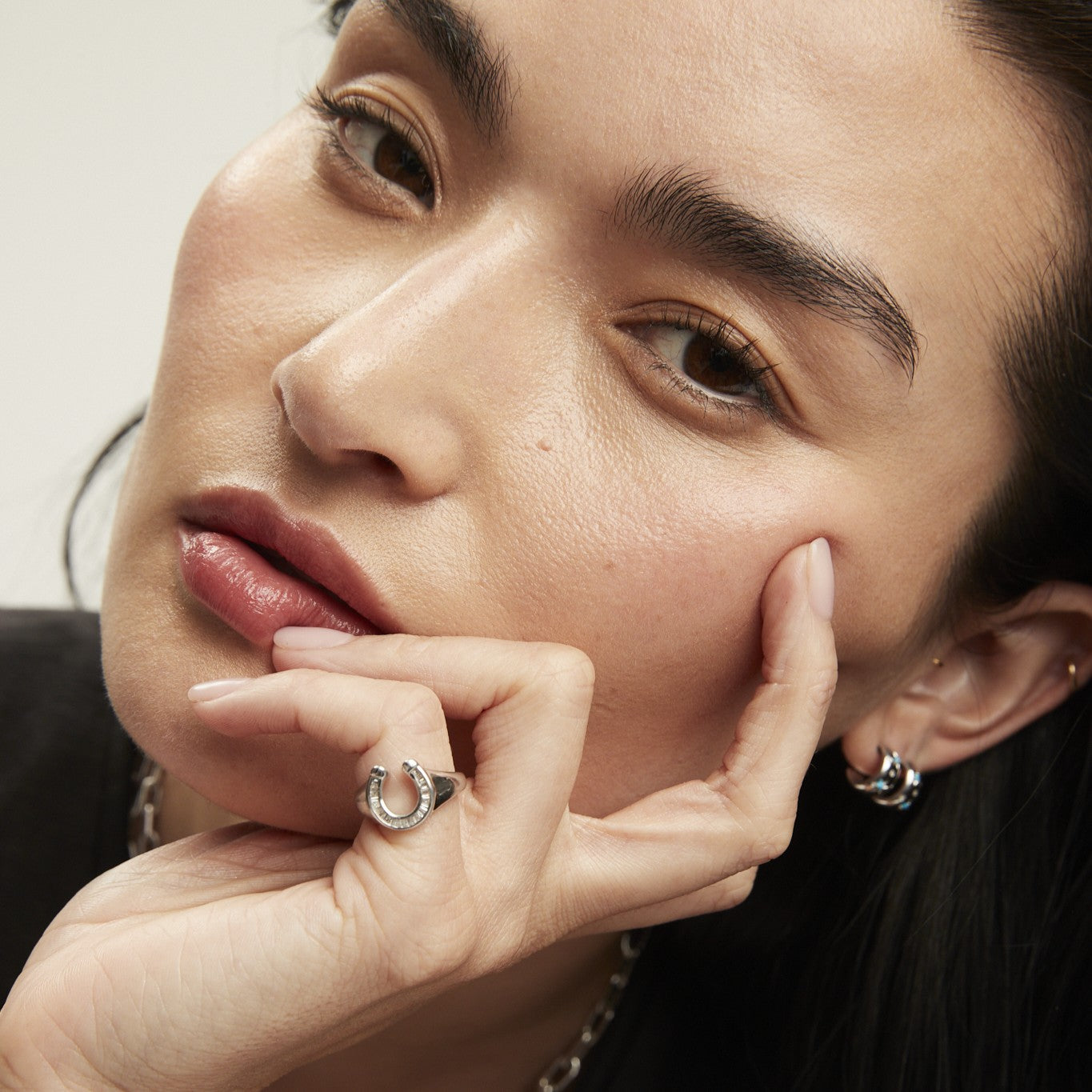 Baguette Horseshoe Signet Ring in Sterling Silver