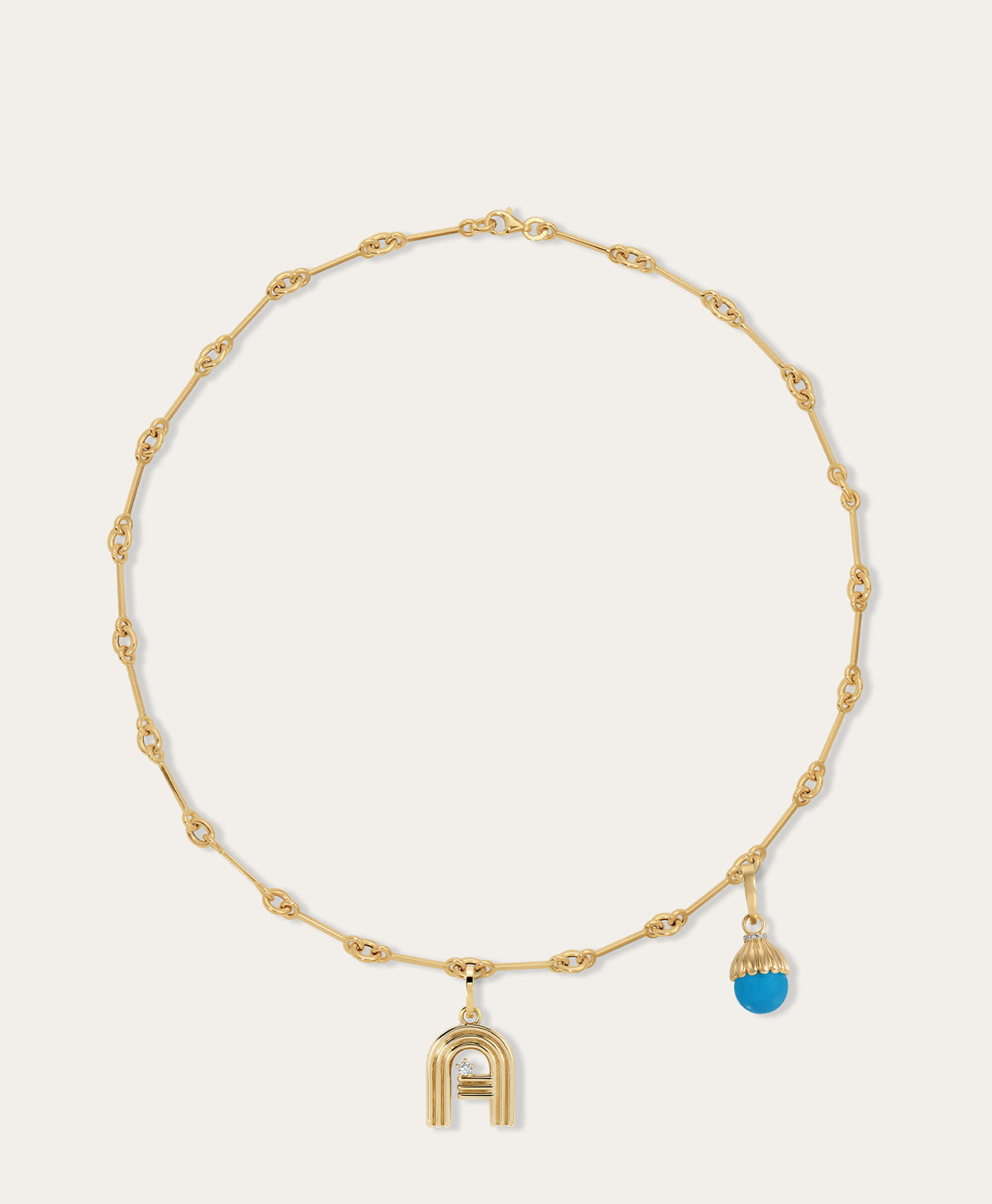 Name Drop Diamond and Gemstone Charm Necklace