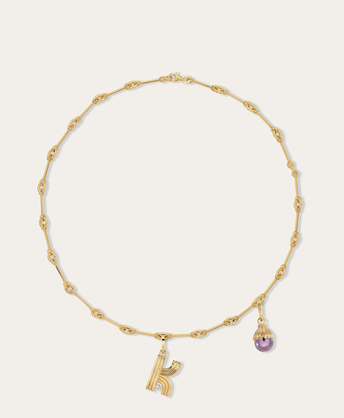 Name Drop Diamond and Gemstone Charm Necklace