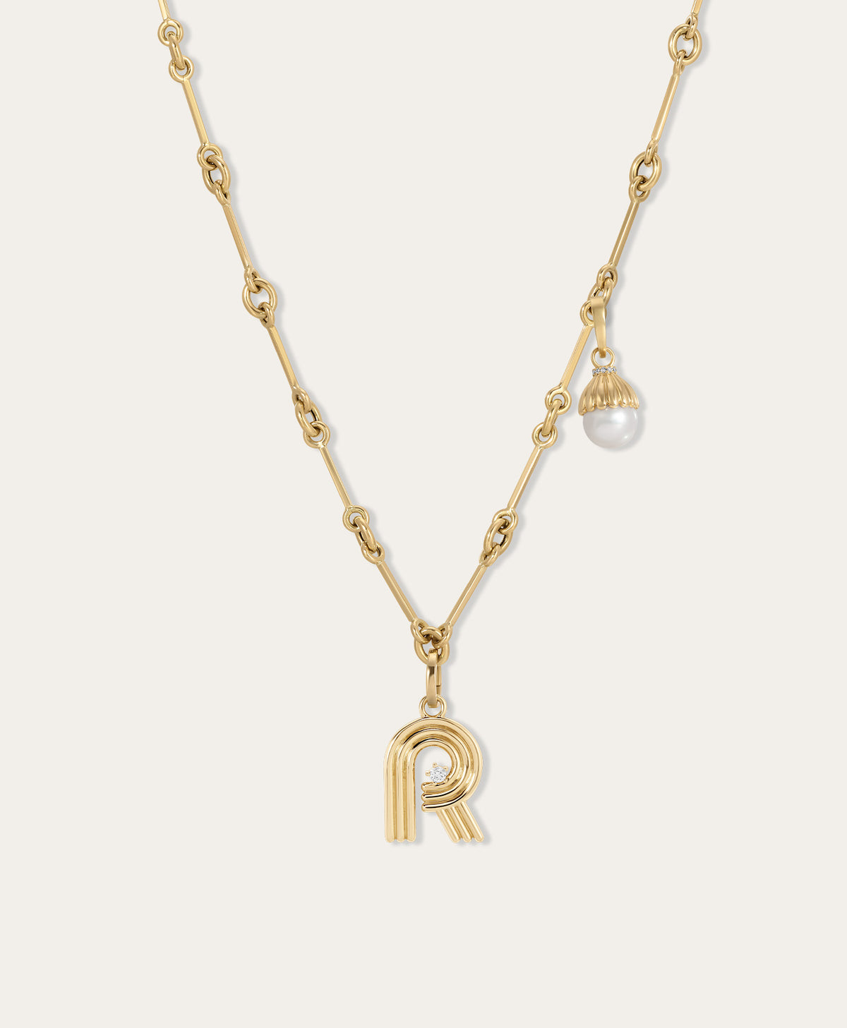 Name Drop Diamond and Gemstone Charm Necklace