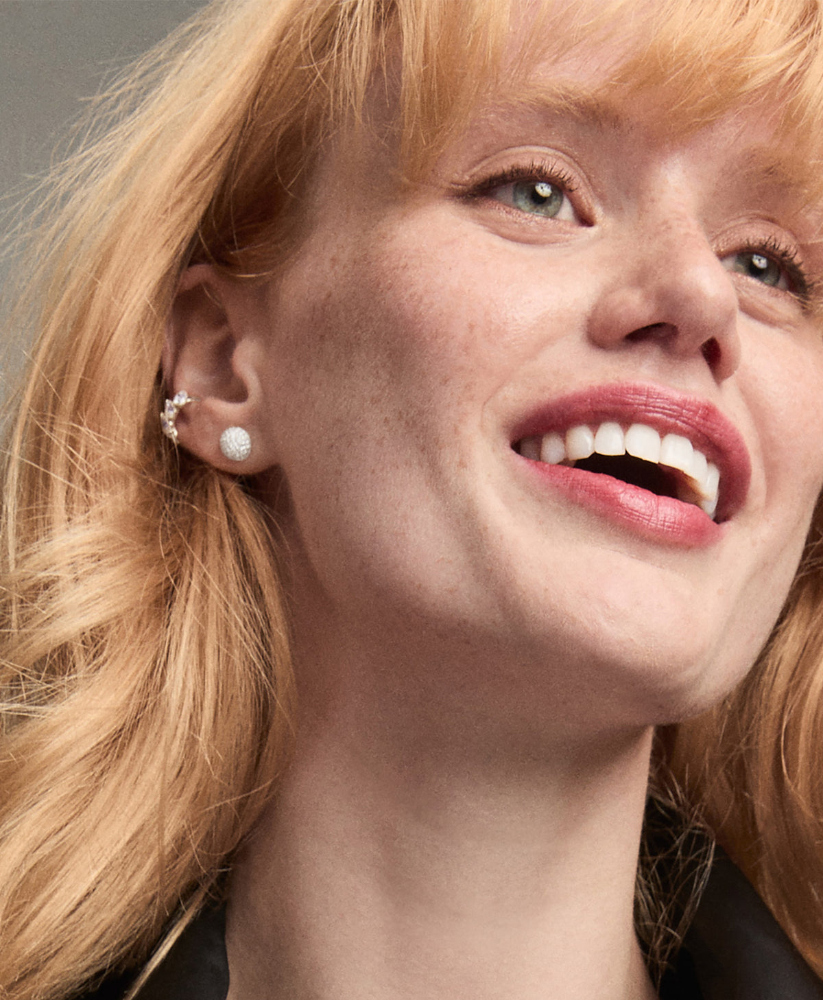 Stellar Pavé Diamond Half Dome Stud Earrings - Lab Grown