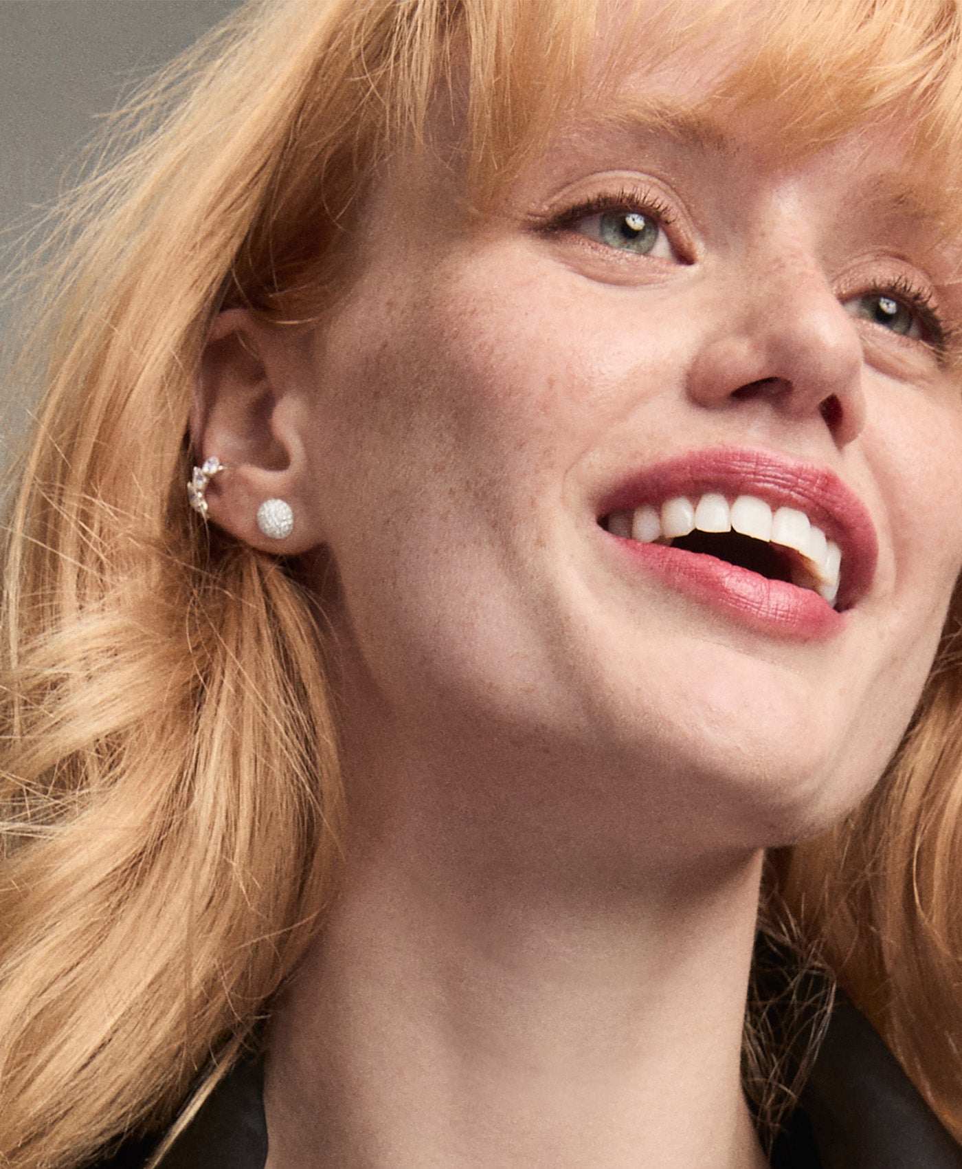 Stellar Pavé Diamond Half Dome Stud Earrings - Lab Grown