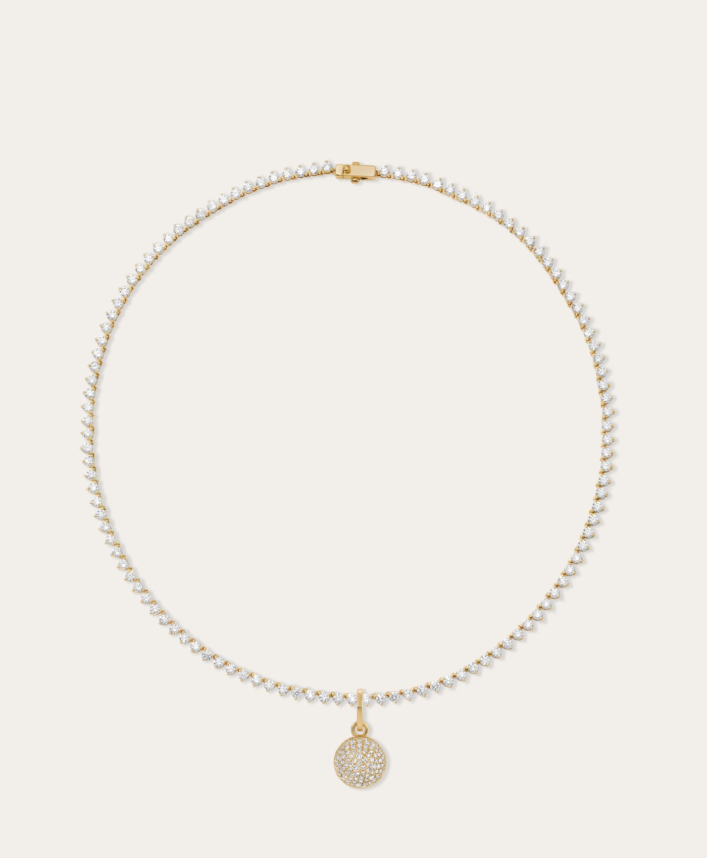 Stellar Pavé Diamond Hinged Charm on Tennis Necklace - Lab Grown