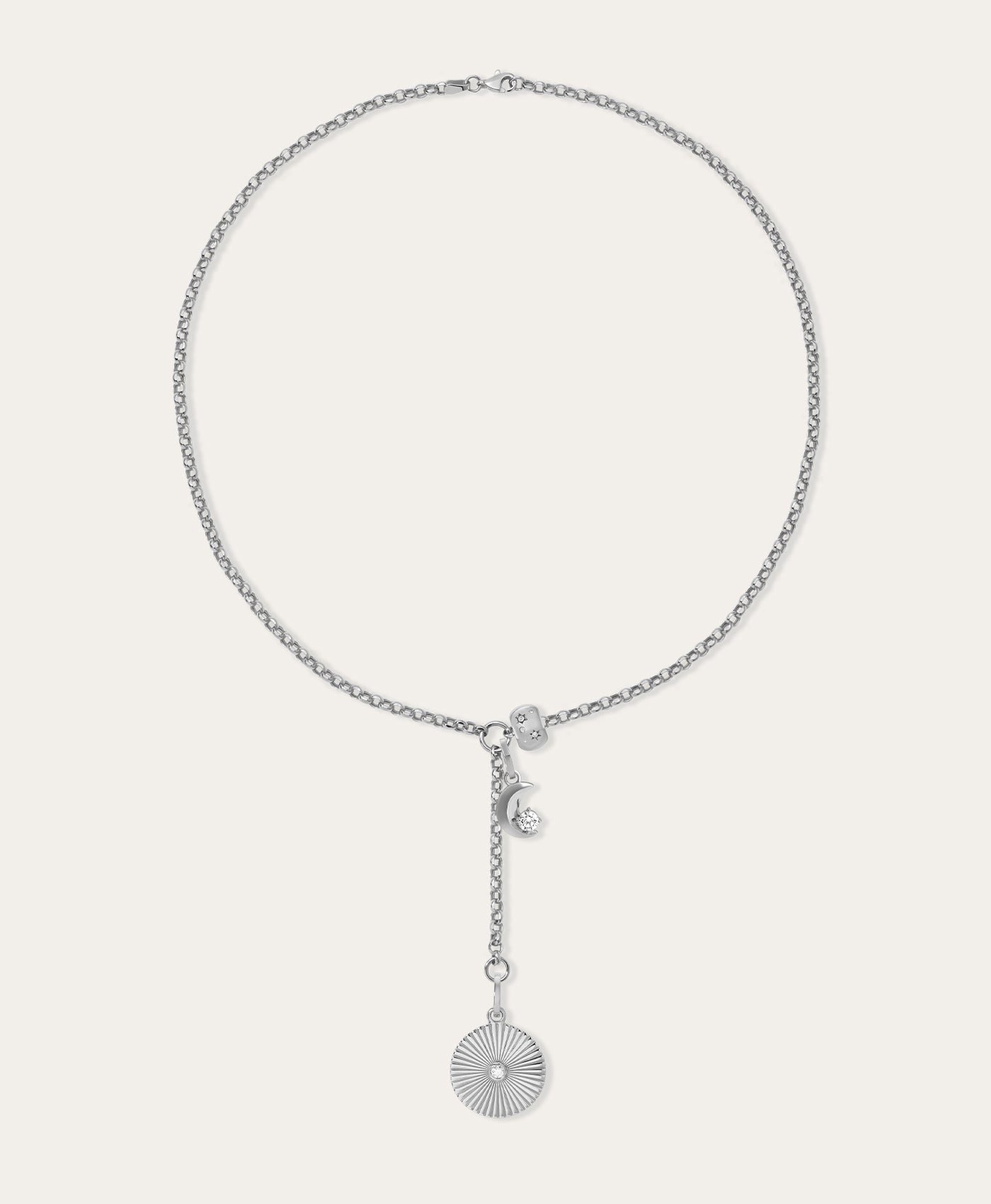 The Moon and The Stars Lariat Necklace in Sterling Silver