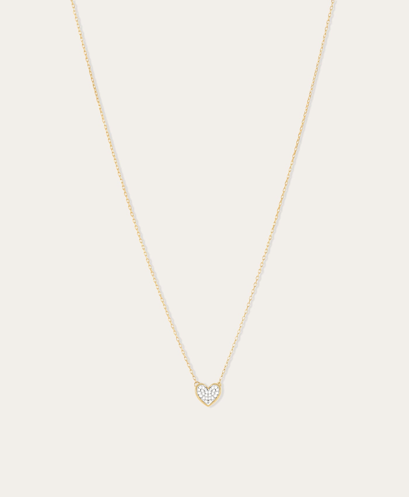 Tiny Pavé Folded Heart Necklace