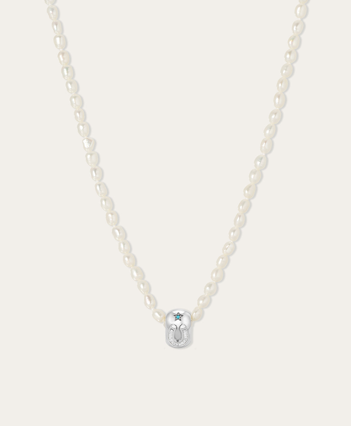 Turquoise Horseshoe Big Bead Seed Pearl Necklace