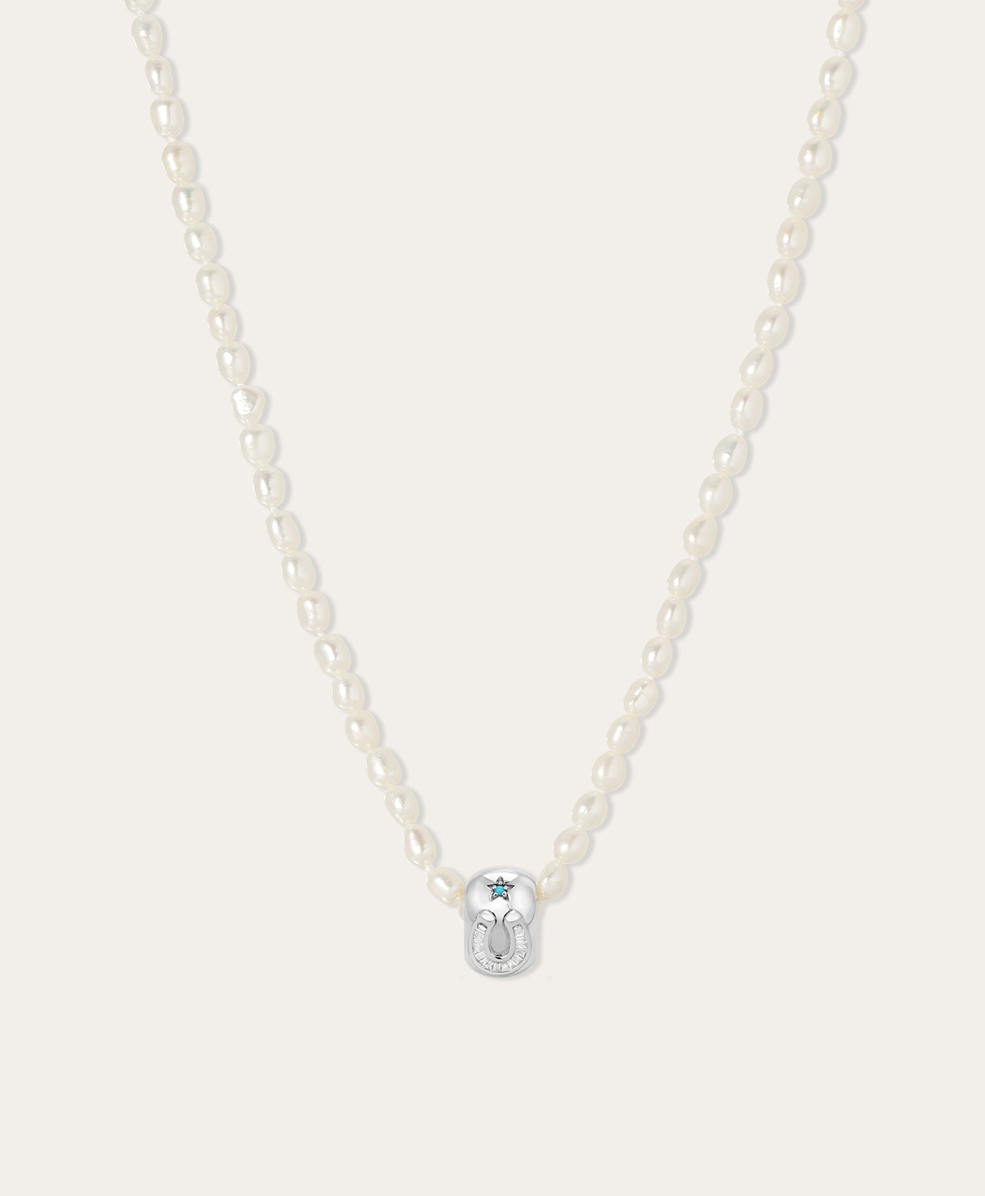 Turquoise Horseshoe Big Bead Seed Pearl Necklace