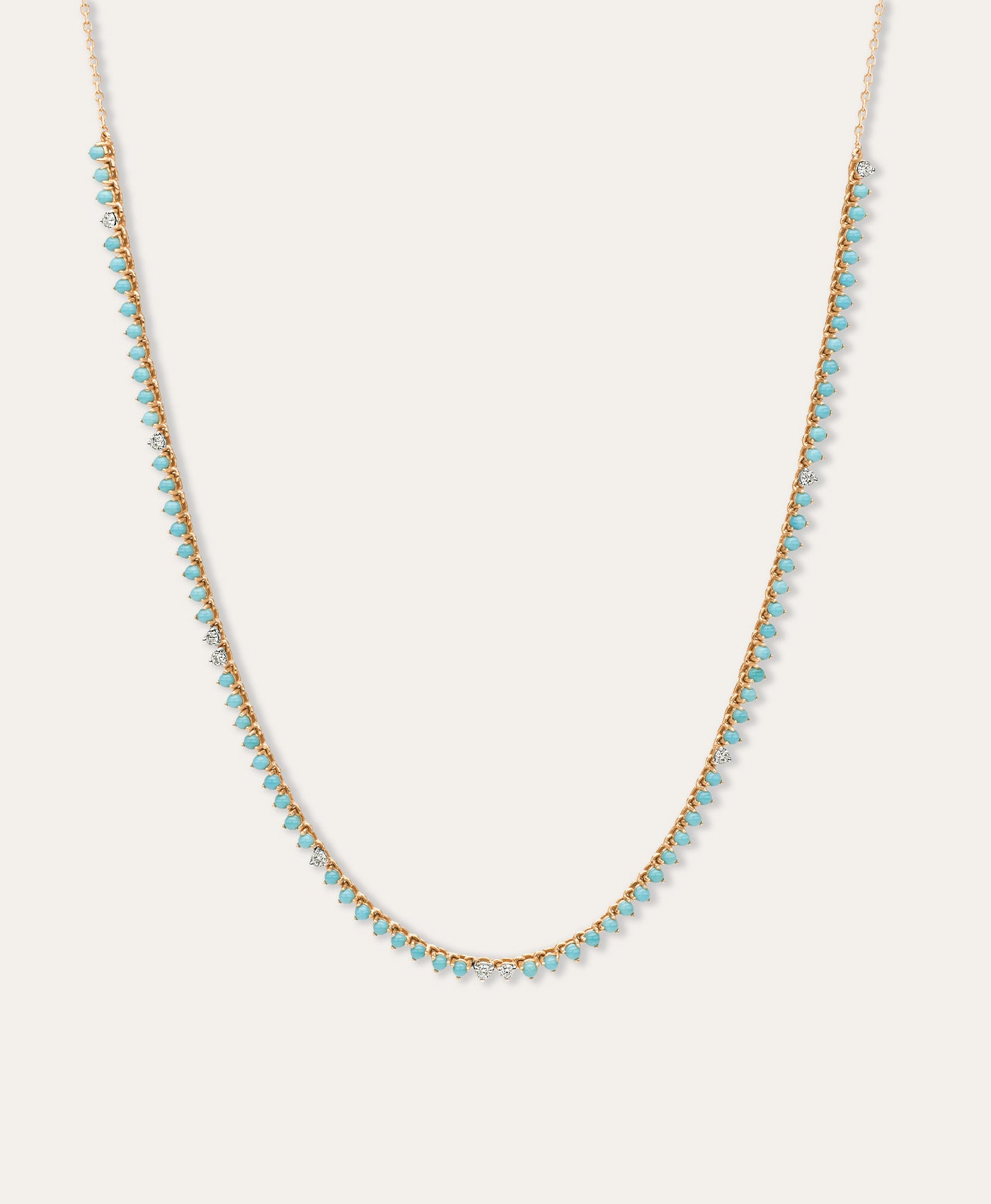 Turquoise + Diamond Half Riviera Necklace