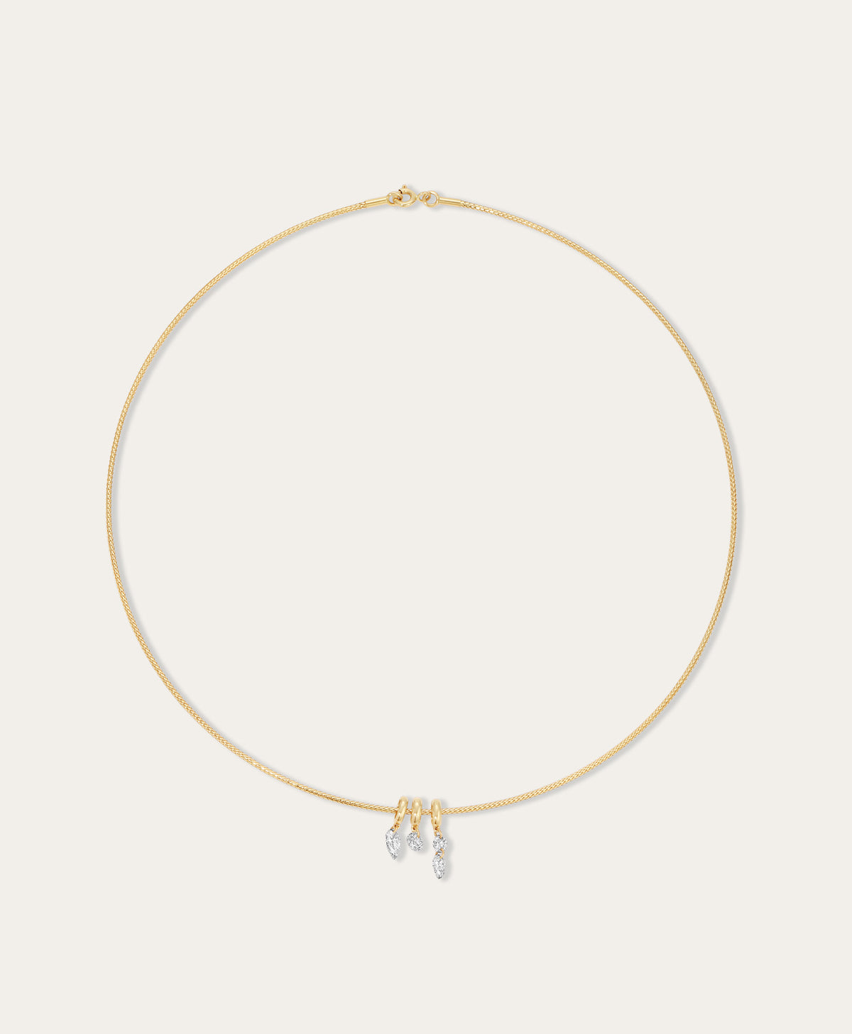 Twinkle Diamond Trio Mini Bead Collar Necklace