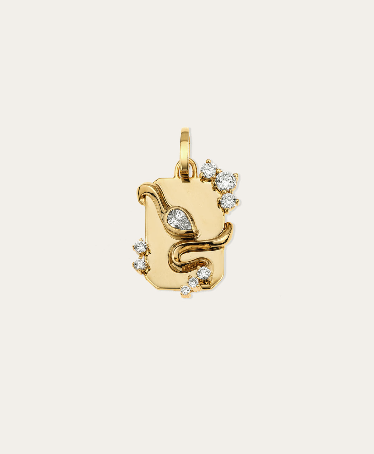 Year of the Snake Diamond Dog Tag Hinged Charm - Lab Grown