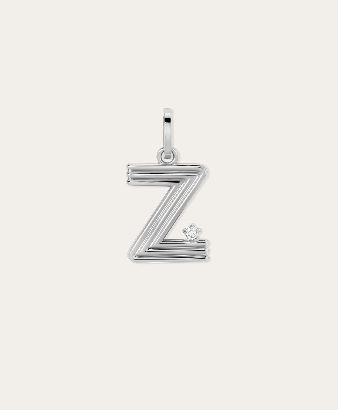 Groovy Diamond Initial Hinged Charm in Sterling Silver