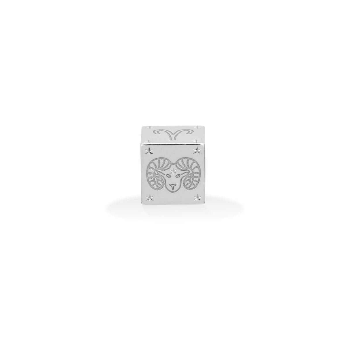 Zodiac Aries Block Big Bead in Sterling Silver