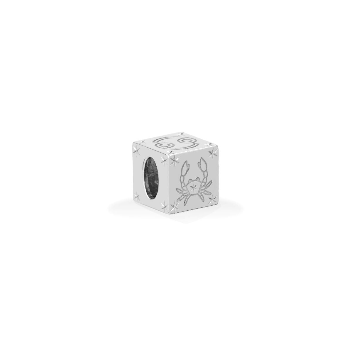 Zodiac Cancer Block Big Bead in Sterling Silver