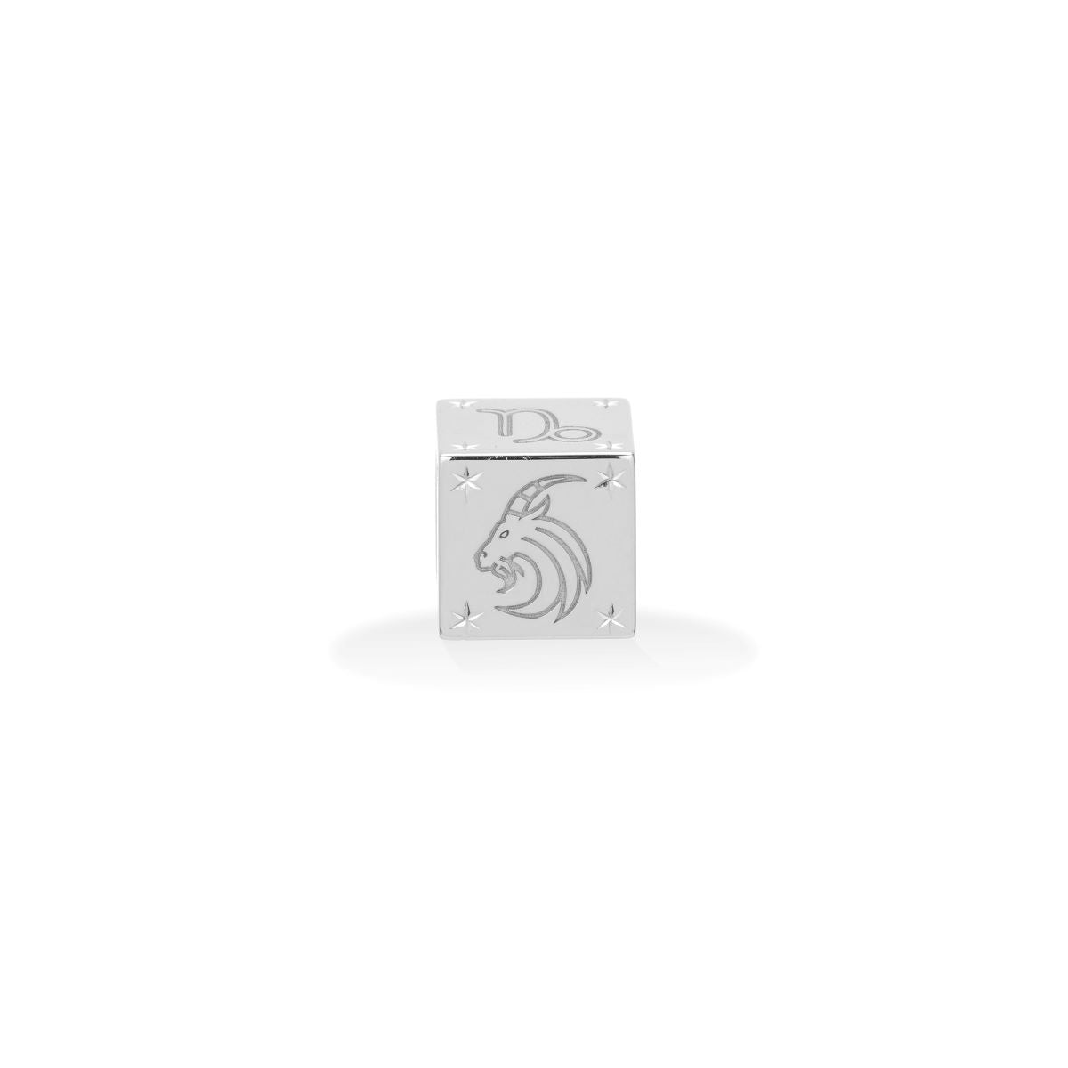 Zodiac Capricorn Block Big Bead in Sterling Silver