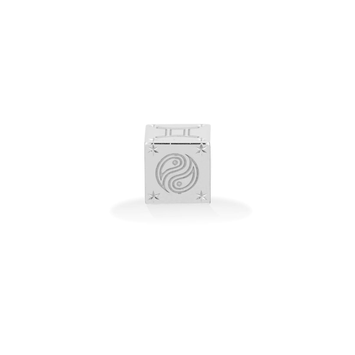Zodiac Gemini Block Big Bead in Sterling Silver