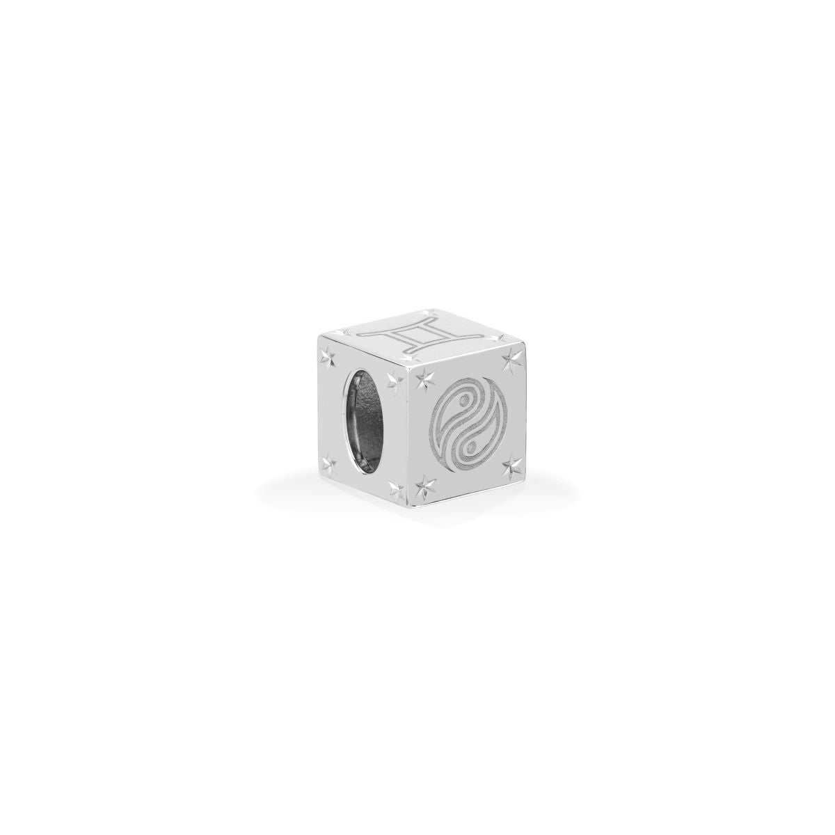 Zodiac Gemini Block Big Bead in Sterling Silver