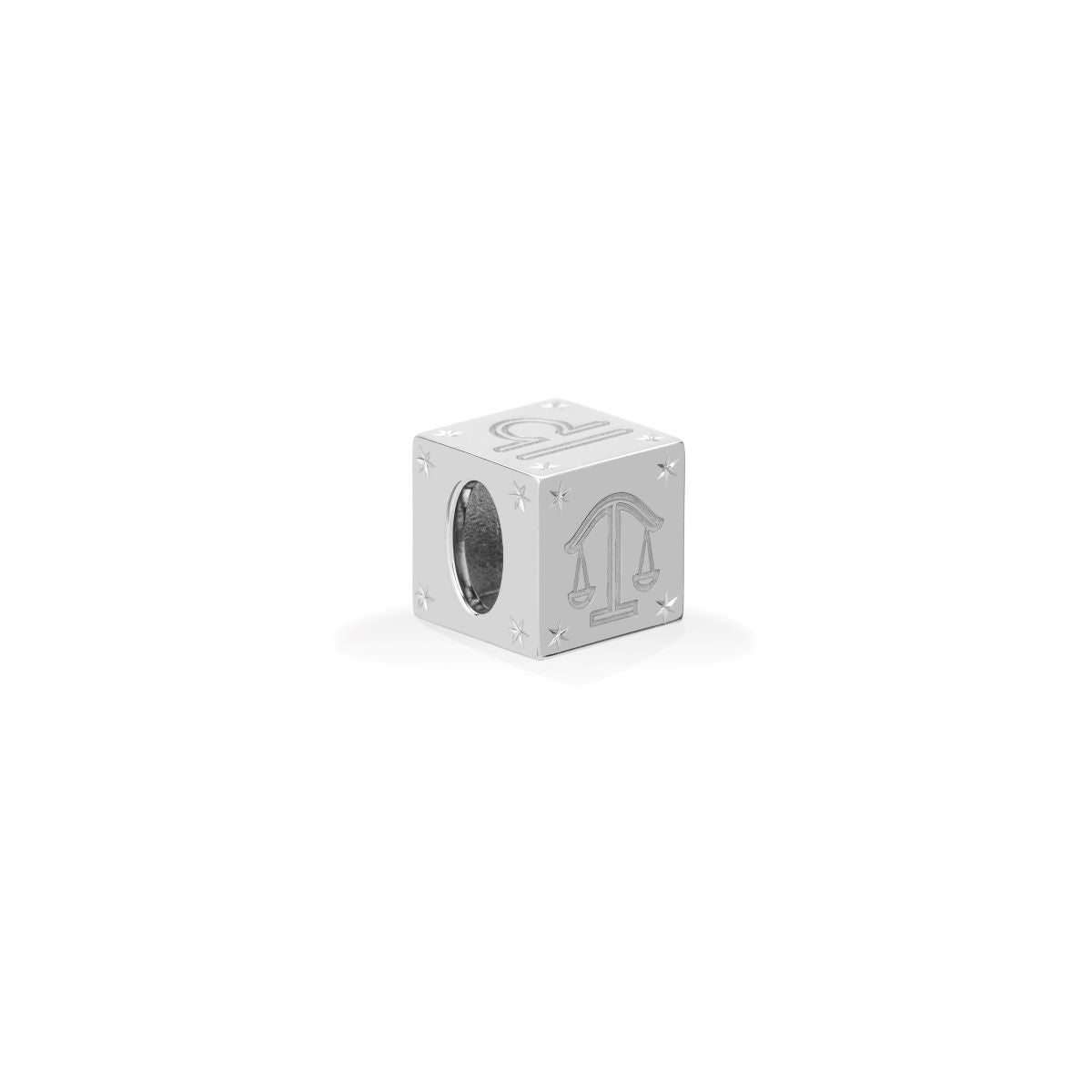 Zodiac Libra Block Big Bead in Sterling Silver