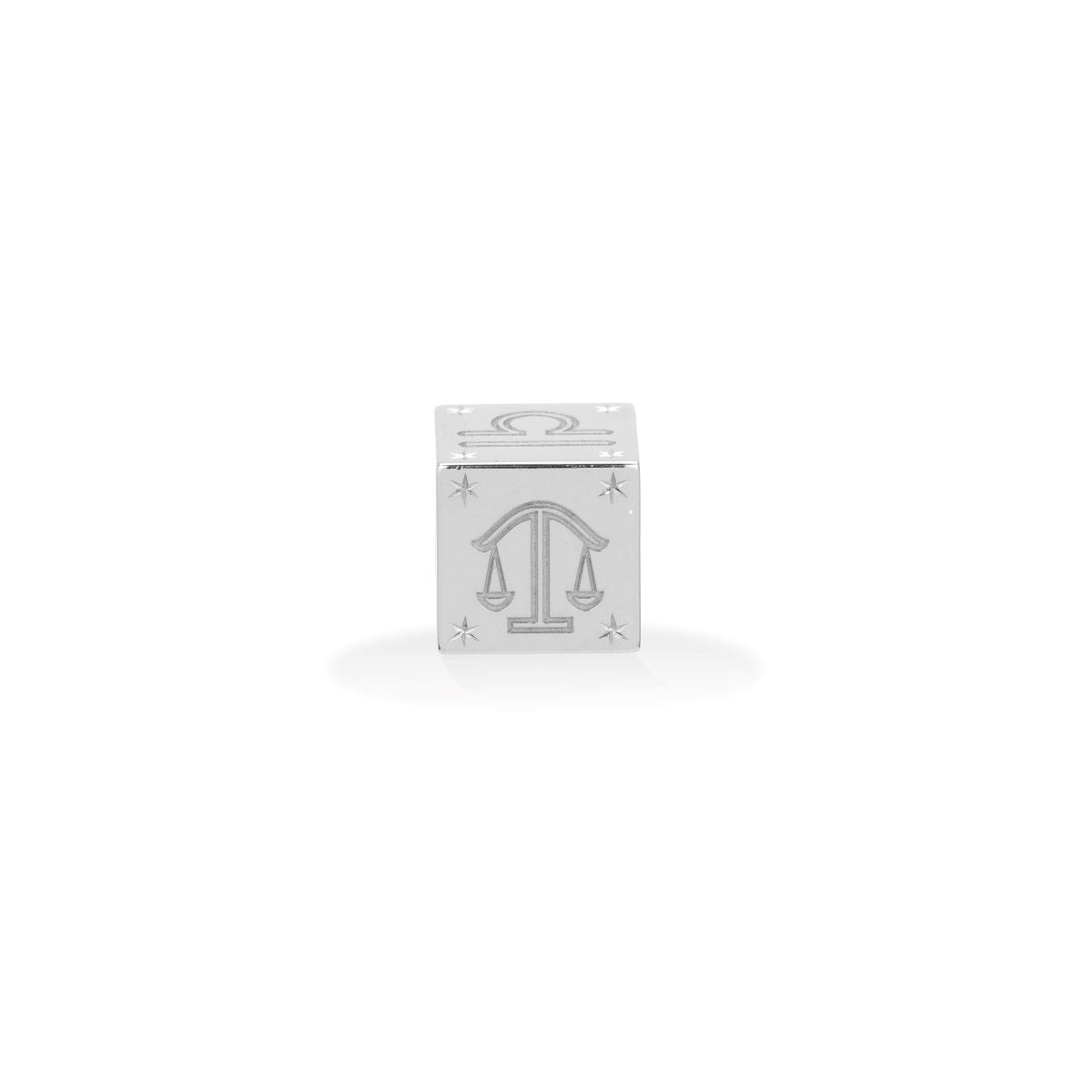 Zodiac Libra Block Big Bead in Sterling Silver