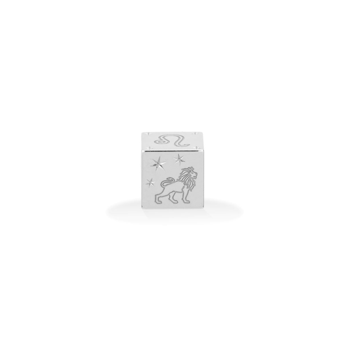 Zodiac Leo Block Big Bead in Sterling Silver