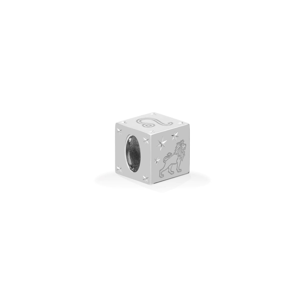 Zodiac Leo Block Big Bead in Sterling Silver