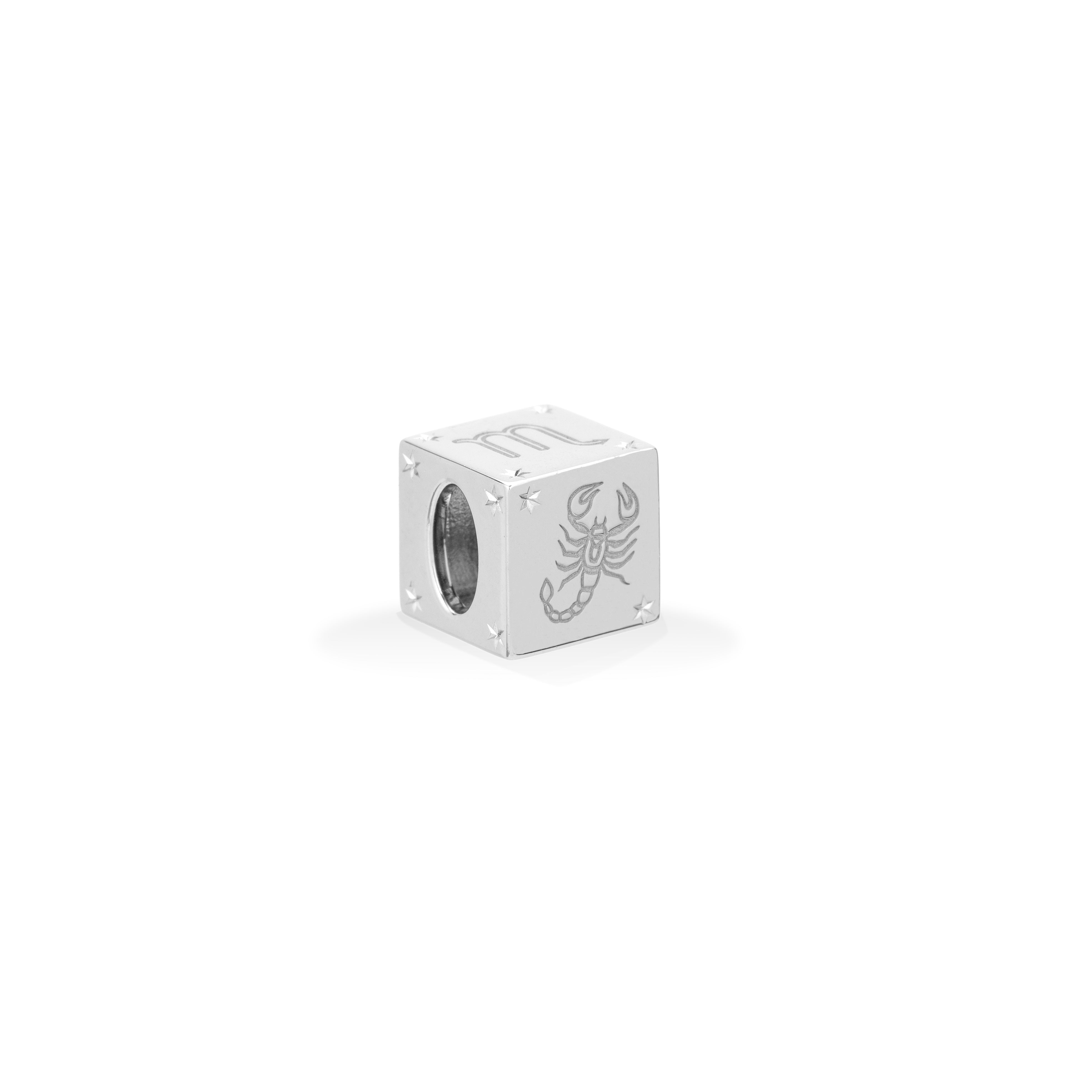 Zodiac Scorpio Block Big Bead in Sterling Silver