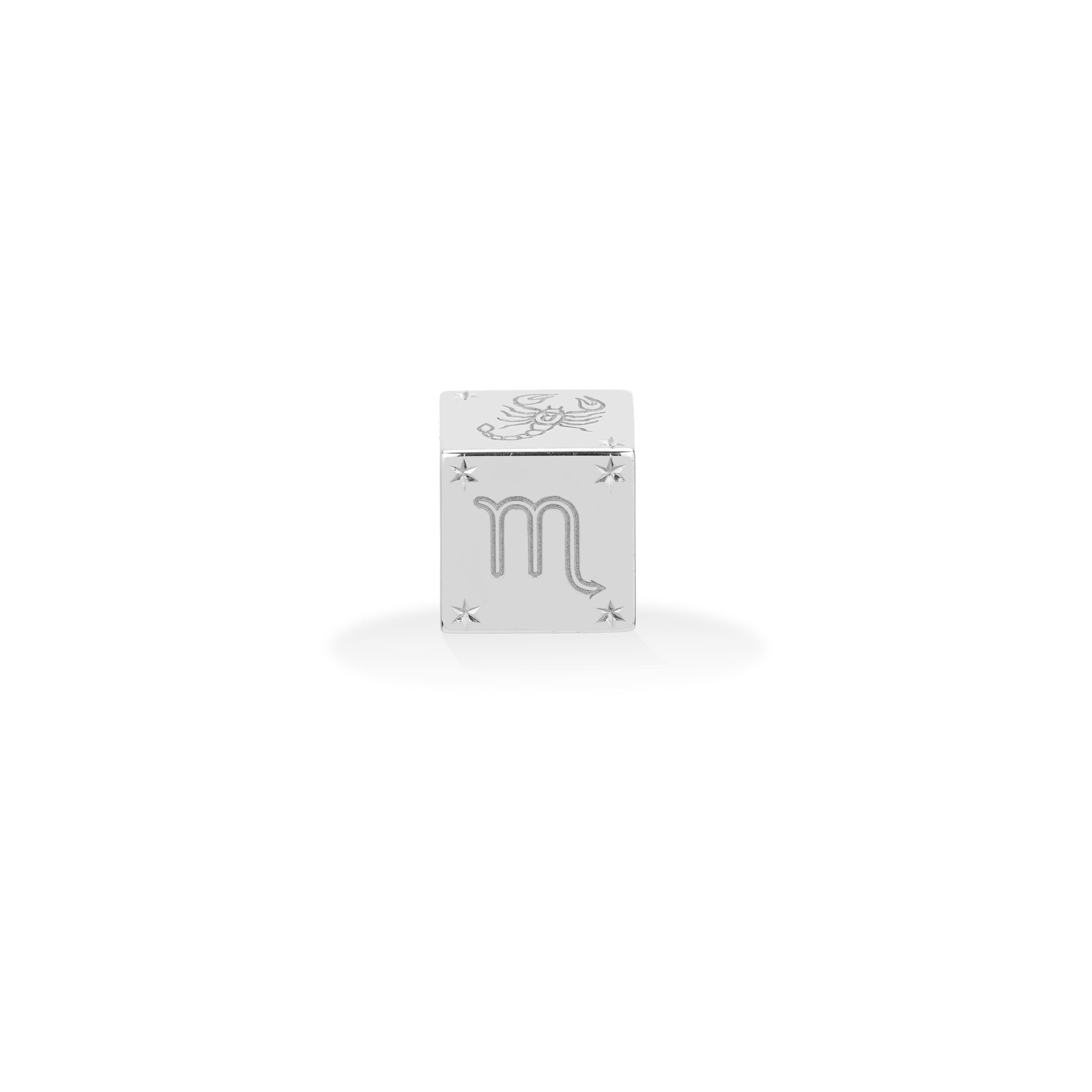Zodiac Scorpio Block Big Bead in Sterling Silver