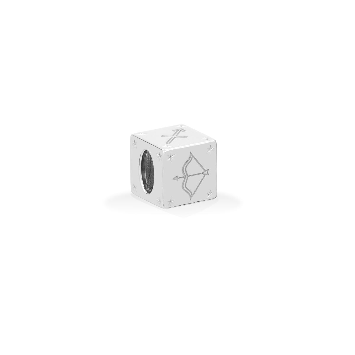 Zodiac Sagittarius Block Big Bead in Sterling Silver