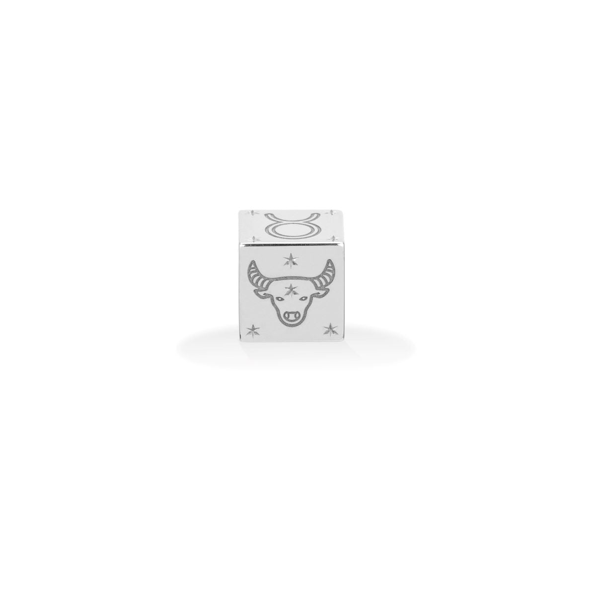 Zodiac Taurus Block Big Bead in Sterling Silver