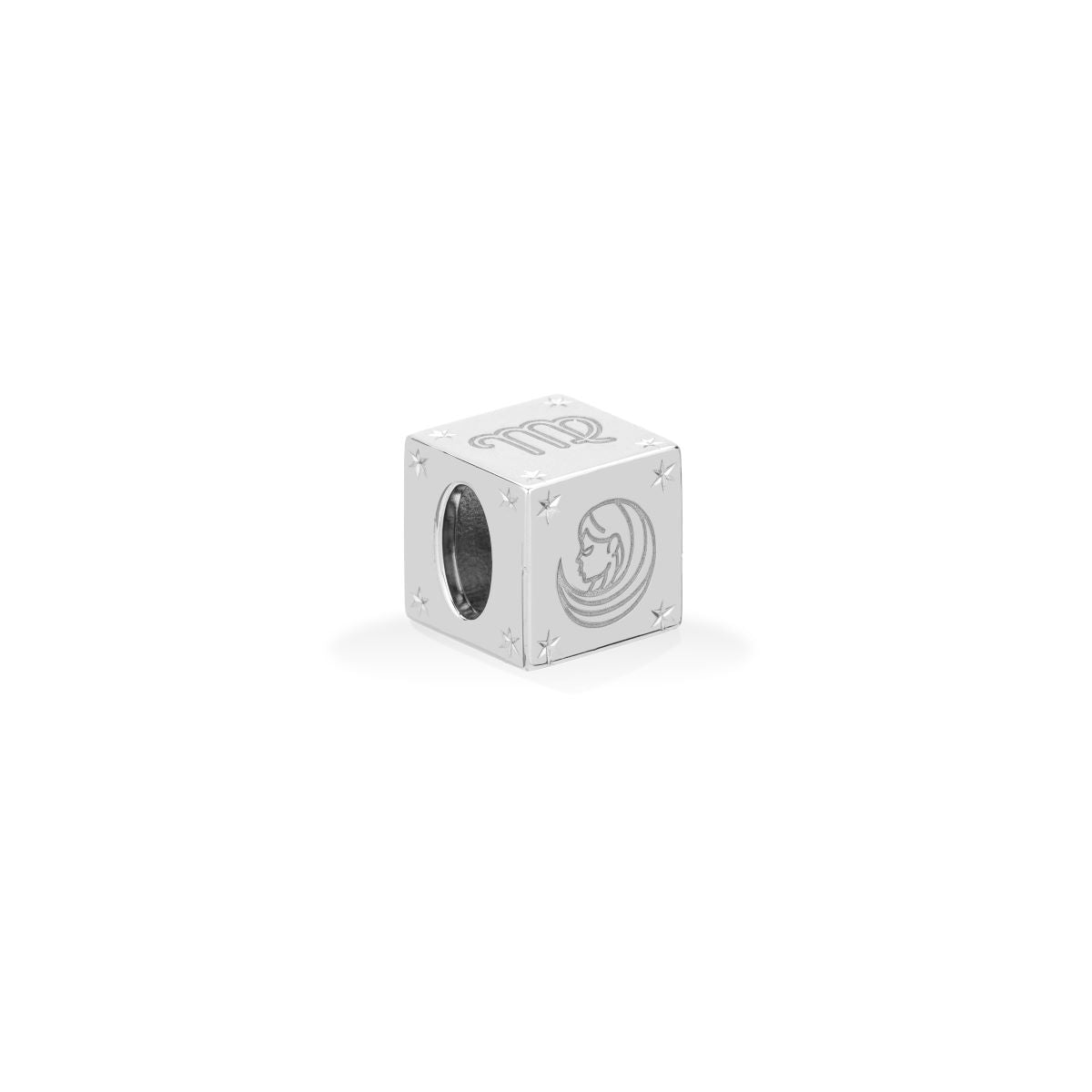 Zodiac Virgo Block Big Bead in Sterling Silver