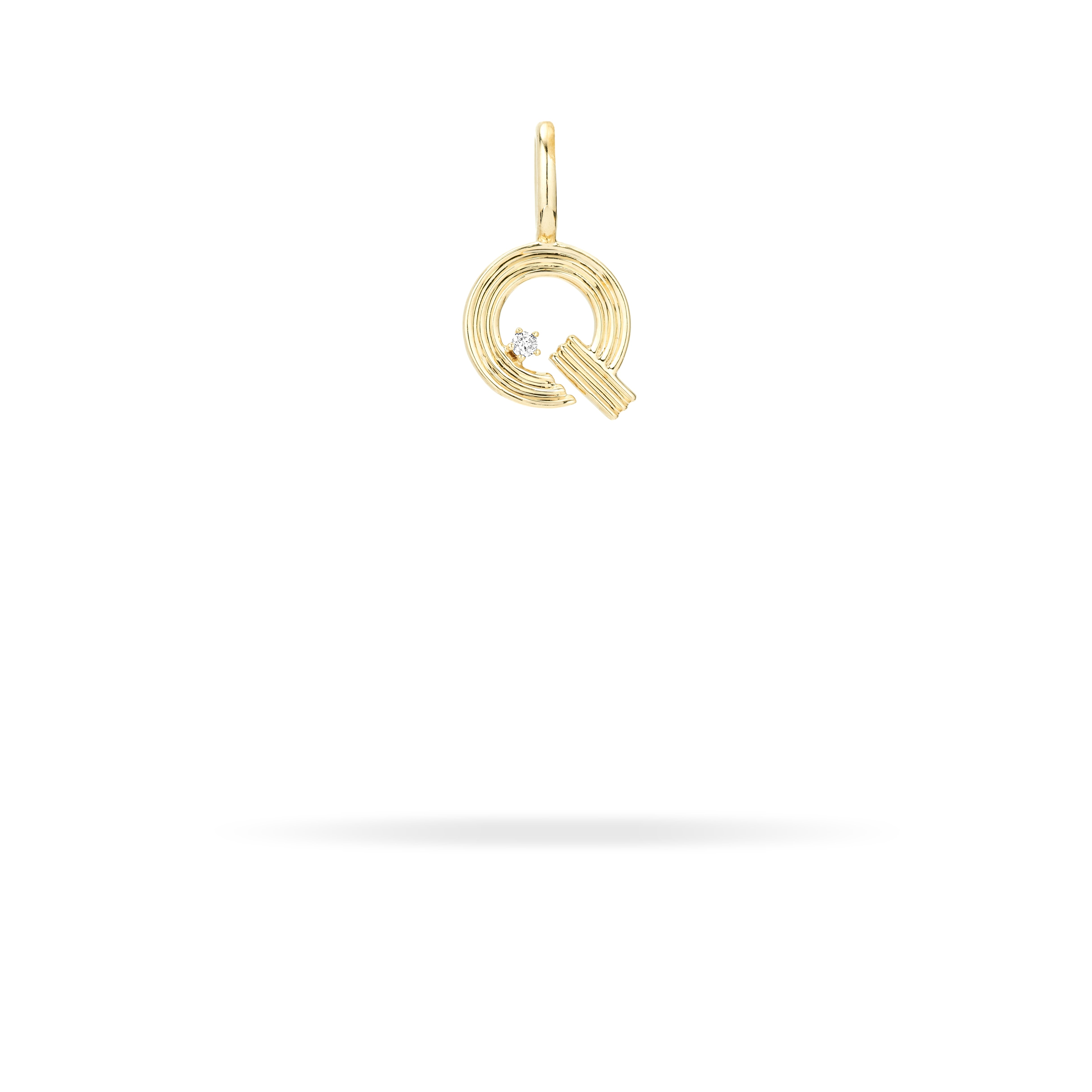 Groovy Diamond Initial Mini Charm Q