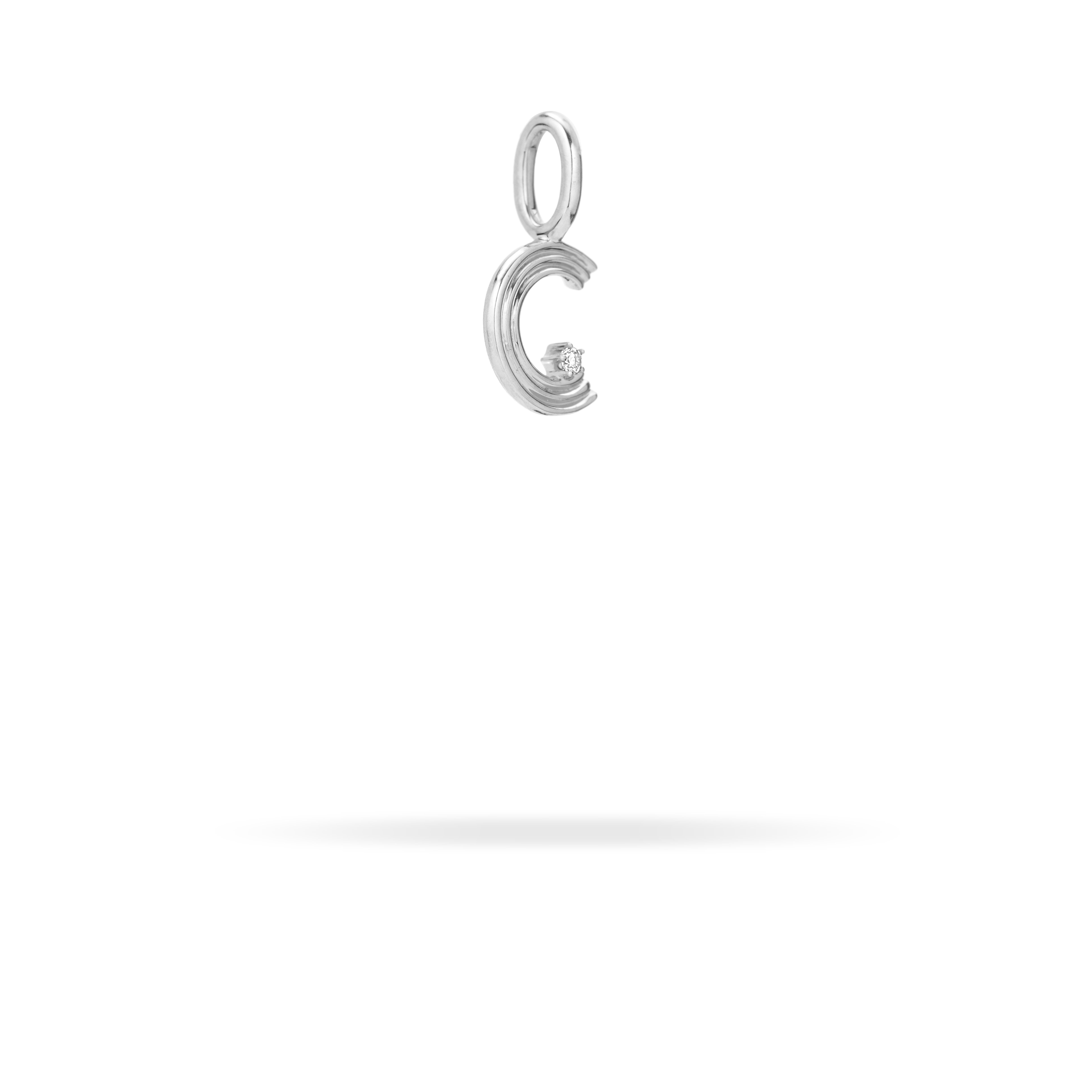 Groovy Diamond Initial Mini Charm C in Sterling Silver