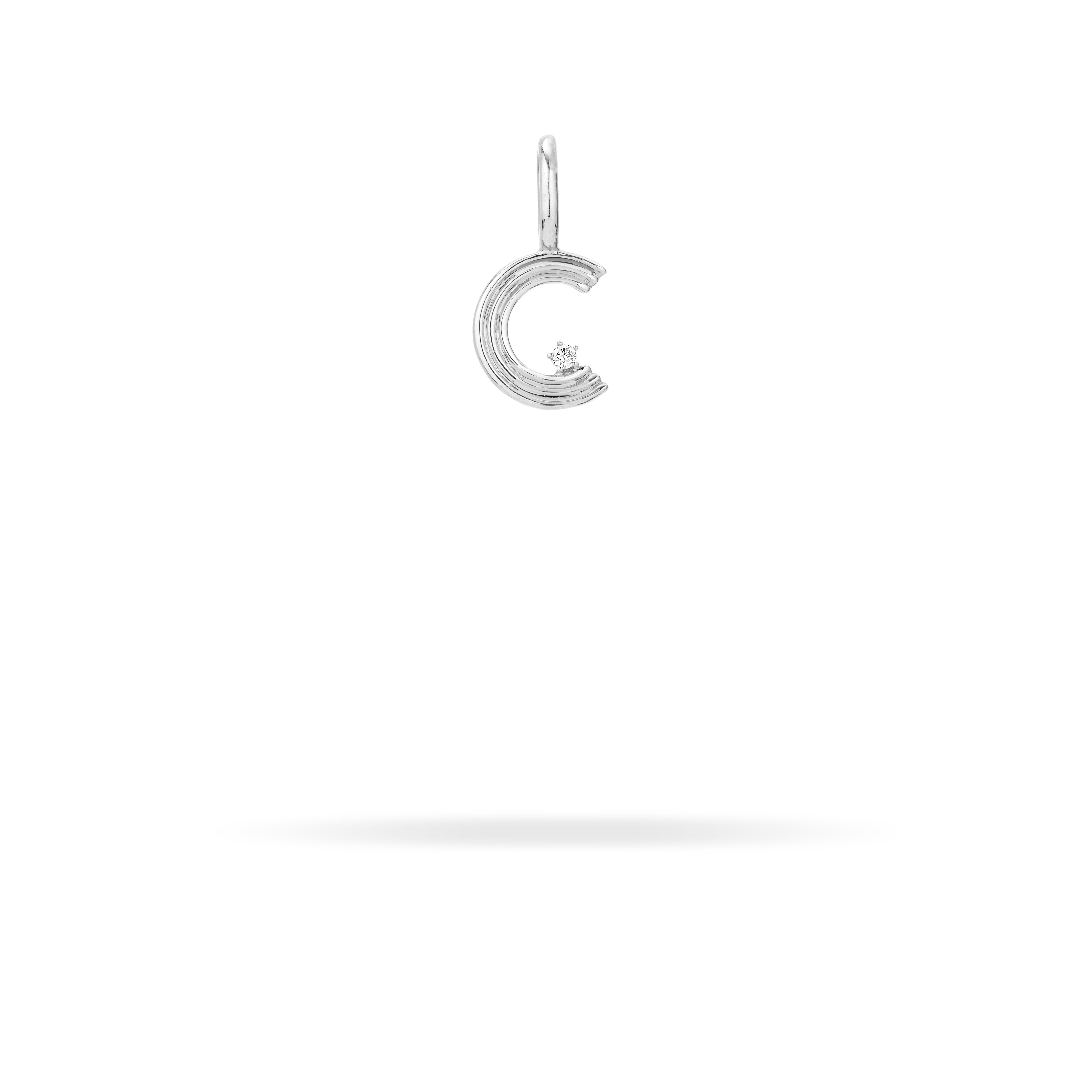 Groovy Diamond Initial Mini Charm C in Sterling Silver