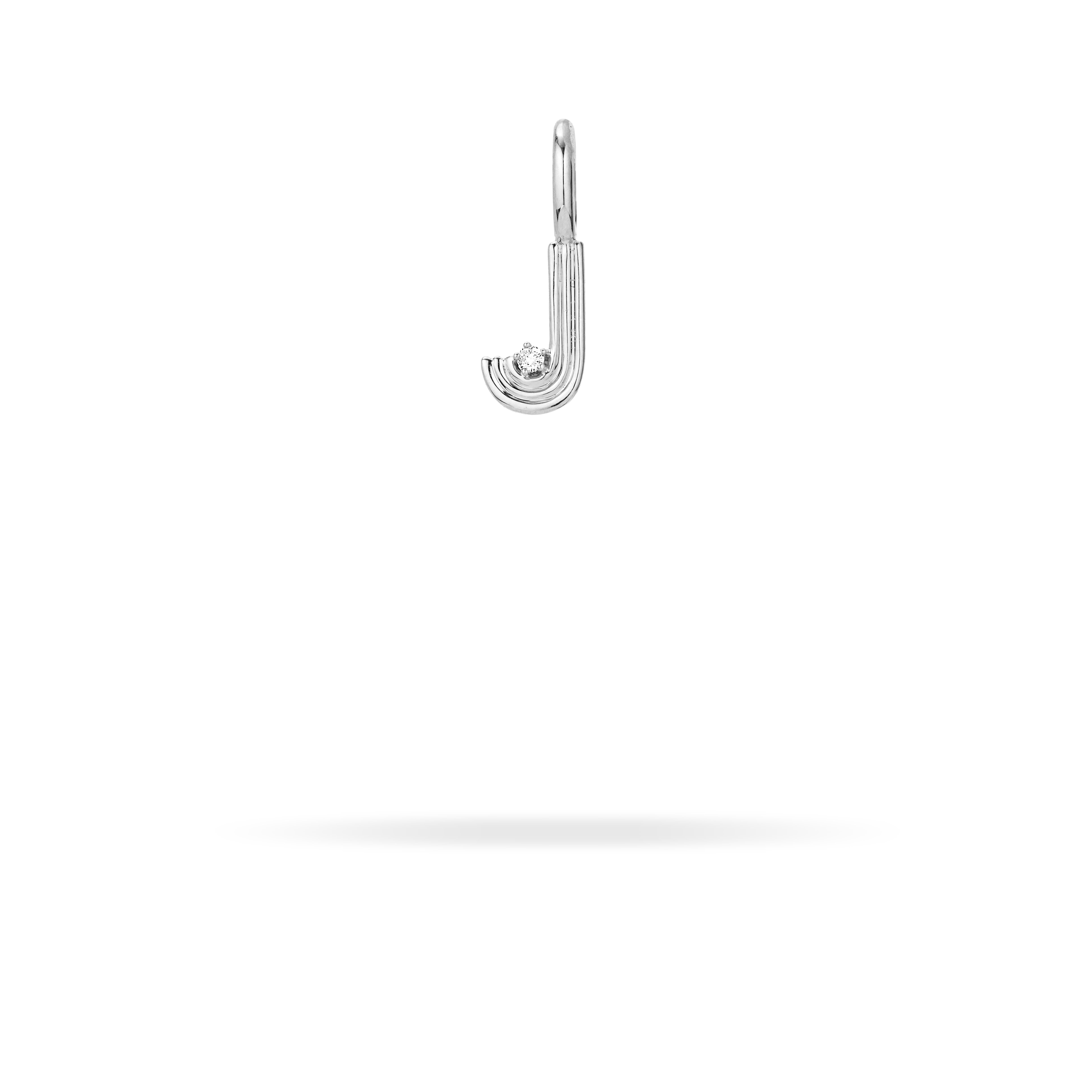 Groovy Diamond Initial Mini Charm J in Sterling Silver