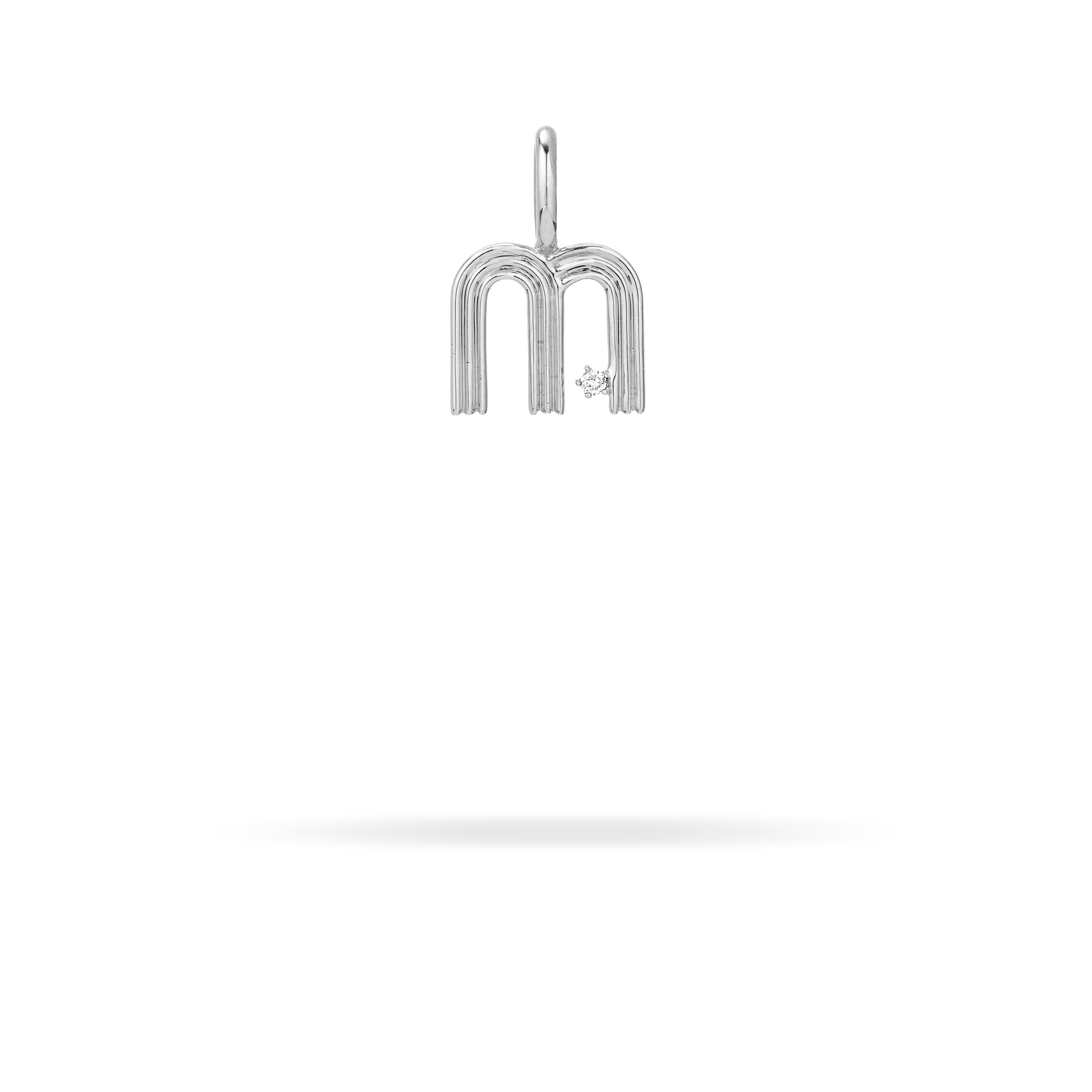 Groovy Diamond Initial Mini Charm M in Sterling Silver