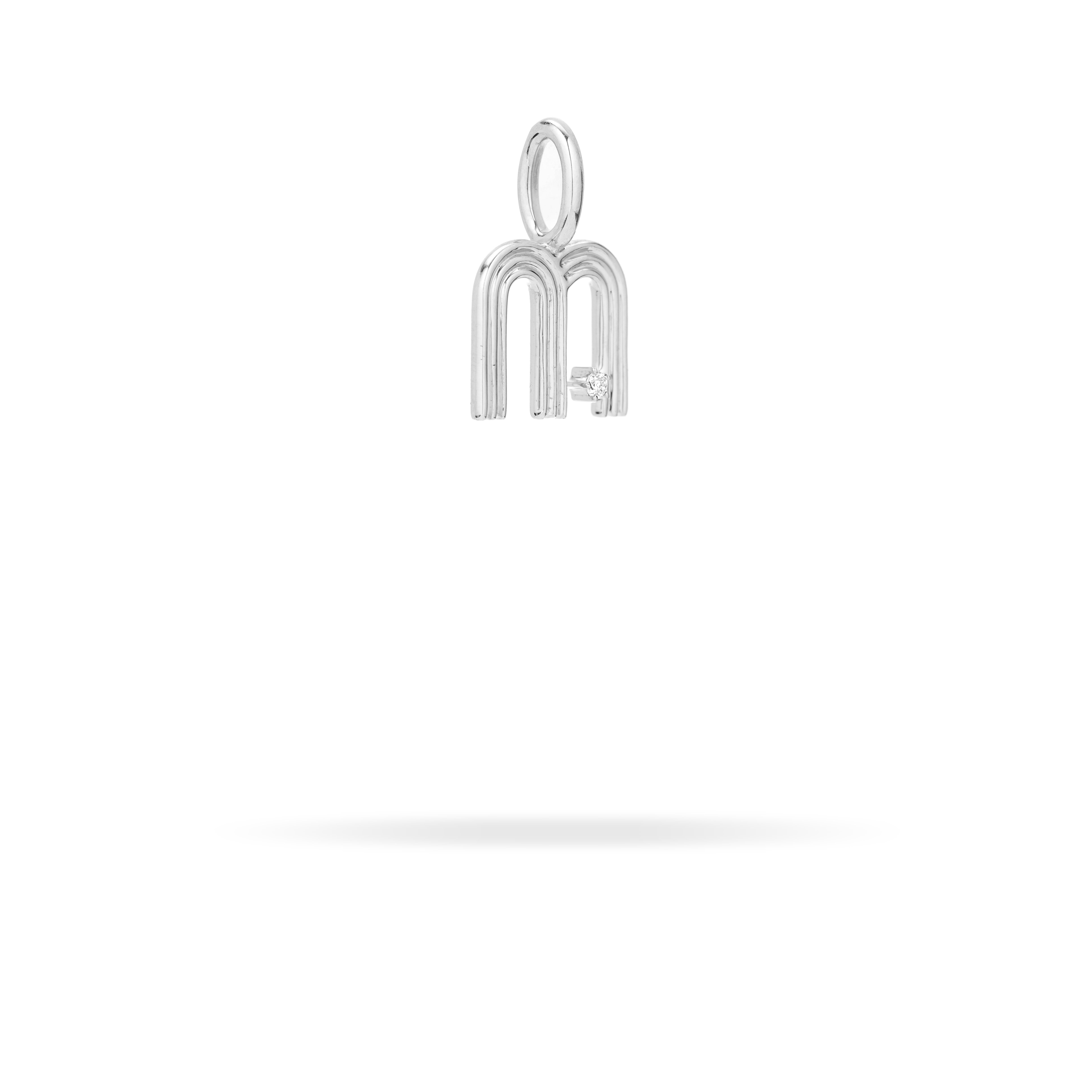 Groovy Diamond Initial Mini Charm M in Sterling Silver
