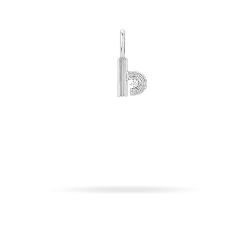 Groovy Diamond Initial Mini Charm B in Sterling Silver